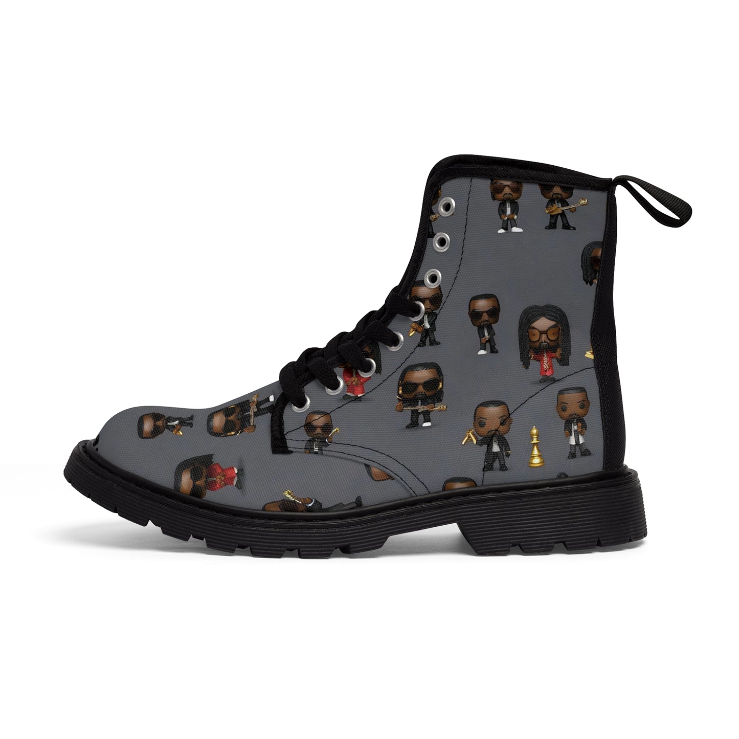 R_RH Caricature Toons Grey Men's Canvas Boots