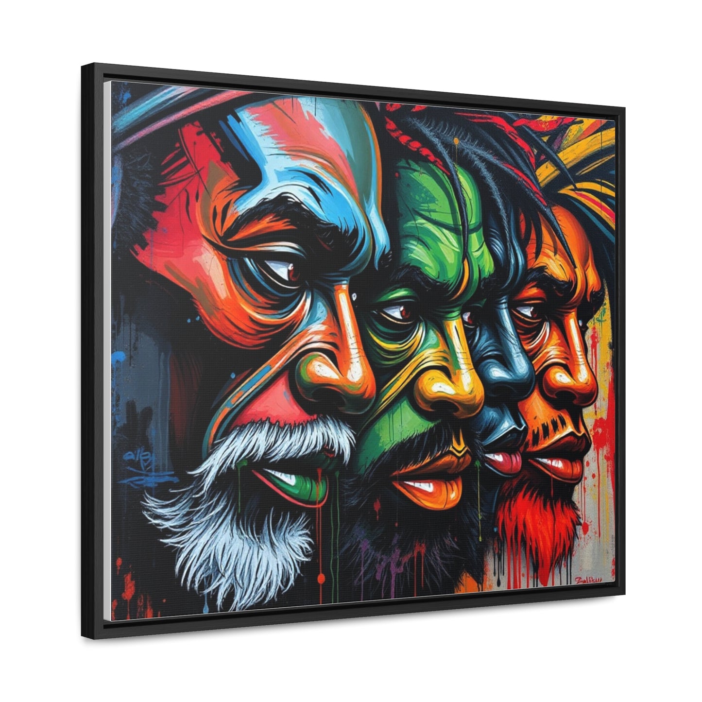 R&RH Vibrant Gallery Canvas Wraps - Horizontal Framed Art featuring Colorful Changing Faces