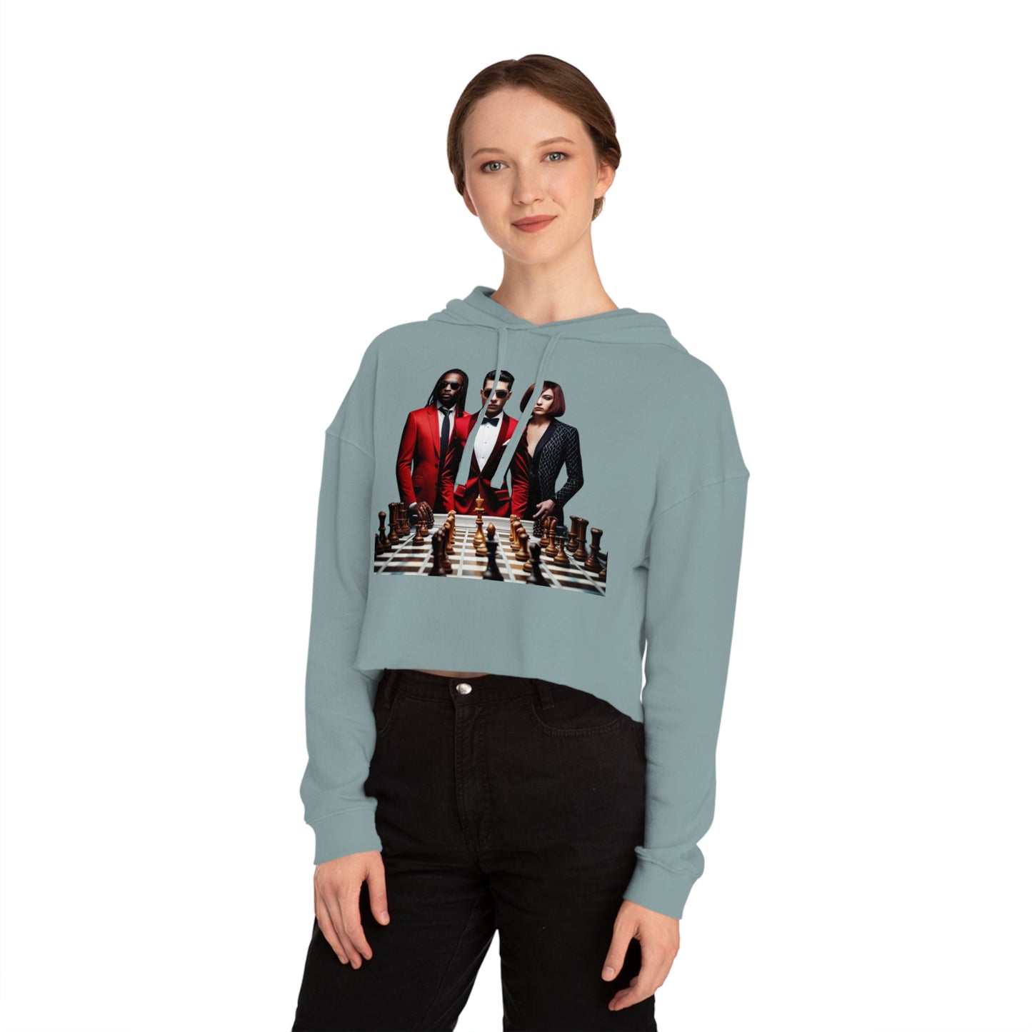 R&RH Chess Women’s Cropped Hooded Sweatshirt