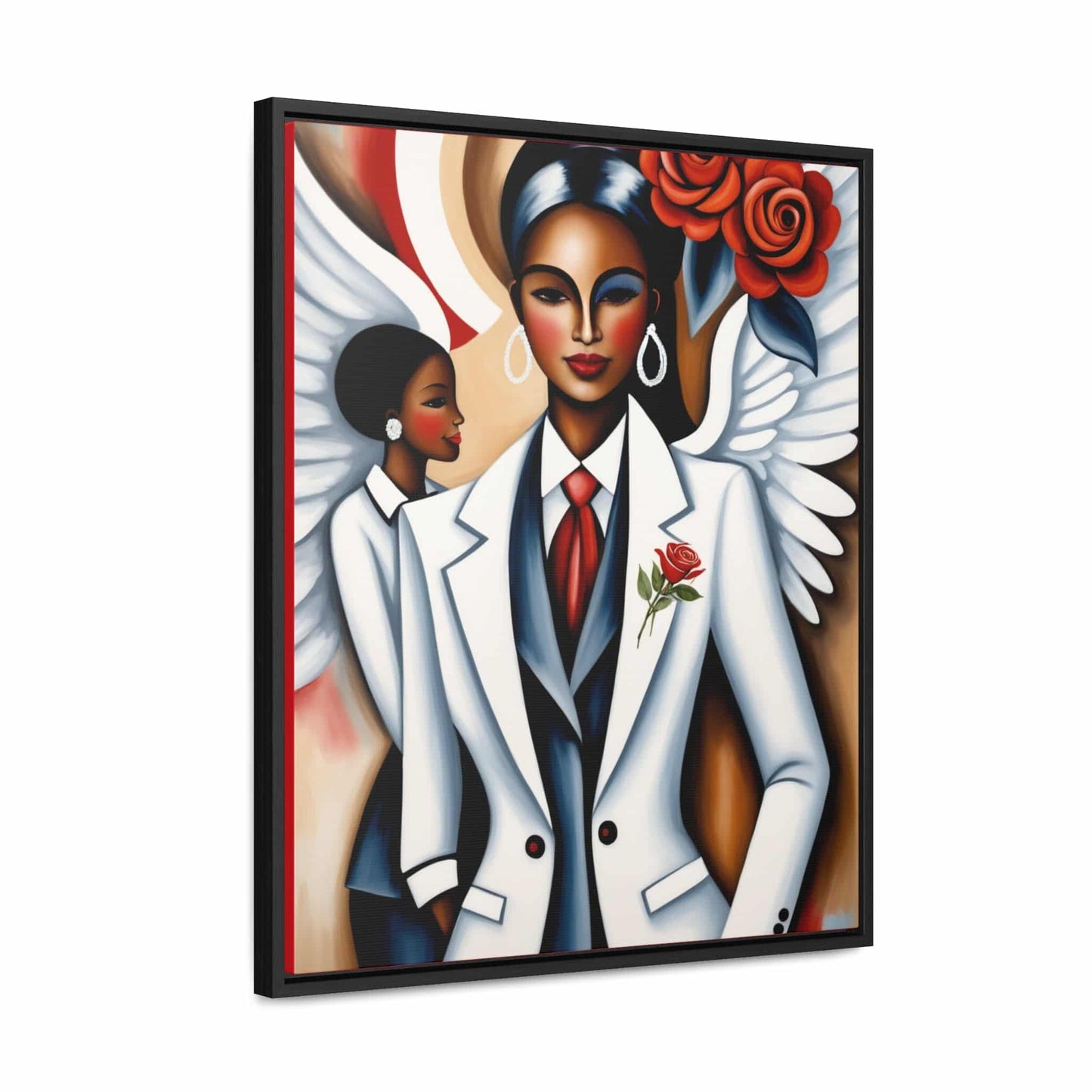 R&RH Red and White Angels Smile Canvas Portrait Empowering Gallery Canvas Wrap - Modern Art for Inspirational Spaces