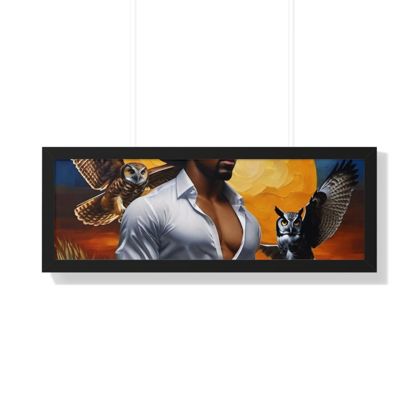 R_RH The Man and Owls  Framed Horizontal Poster