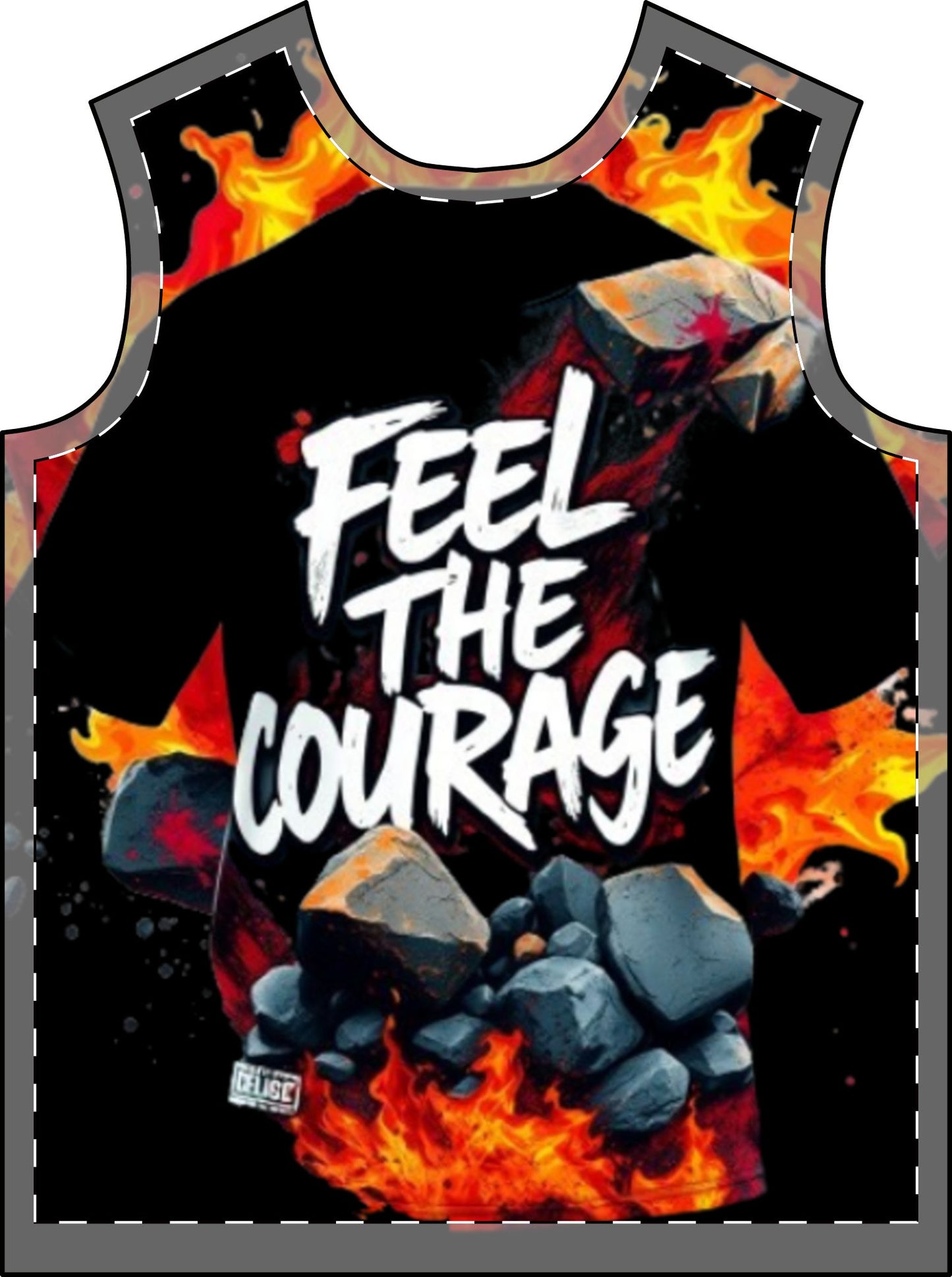 R&RH Men's Black T-Shirt - "Feel the Courage" Graphic Tee for Empowerment and Motivation