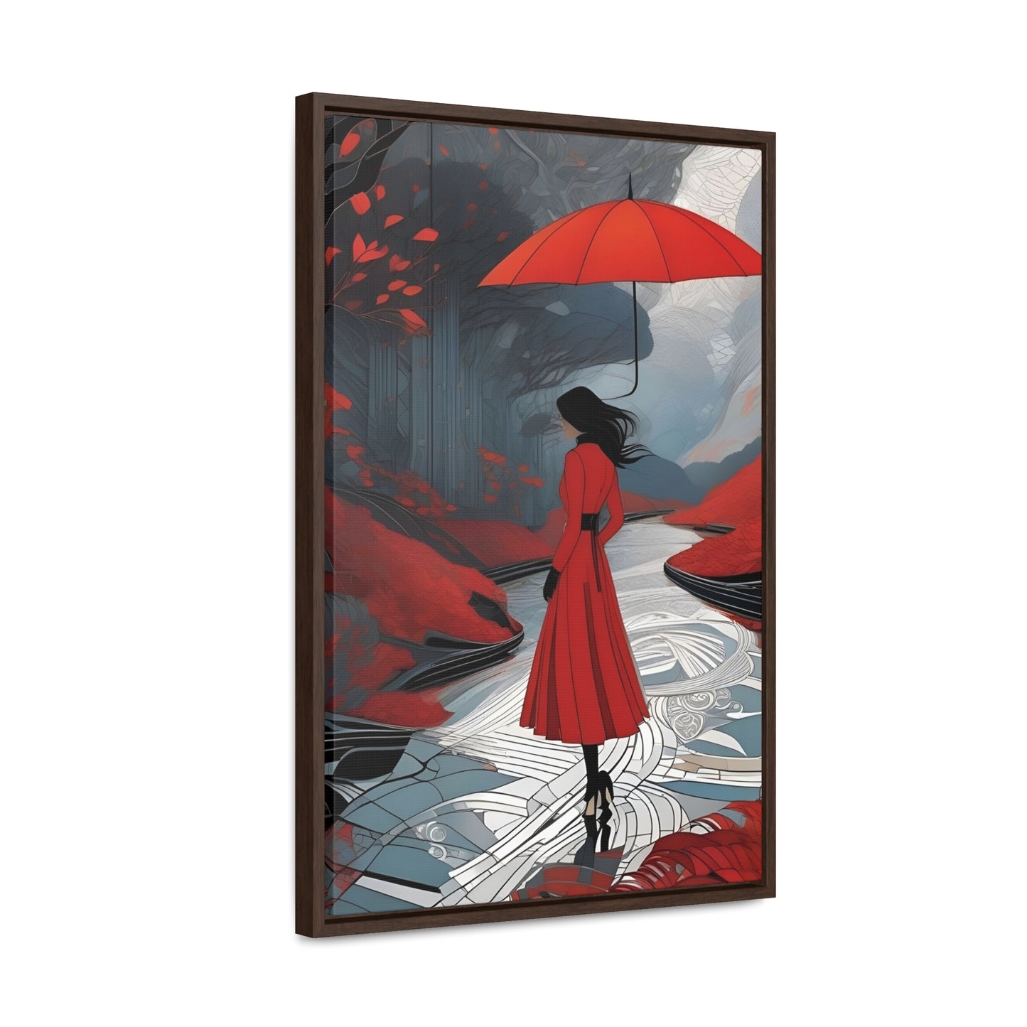 R&RH Red Umbrella Art Canvas Wrap - Elegant Wall Decor for Home