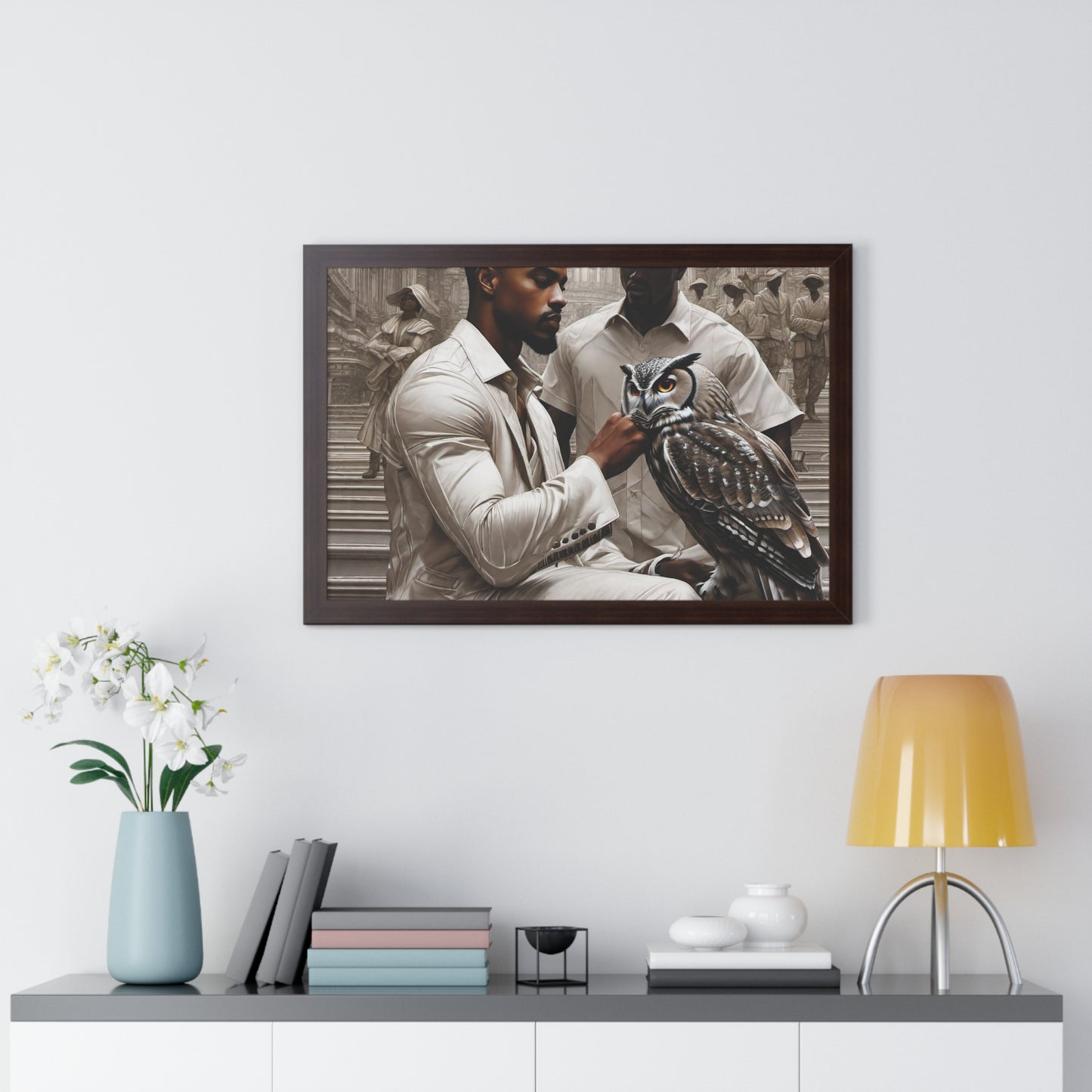 R_RH Owl & Friend Framed Horizontal Poster