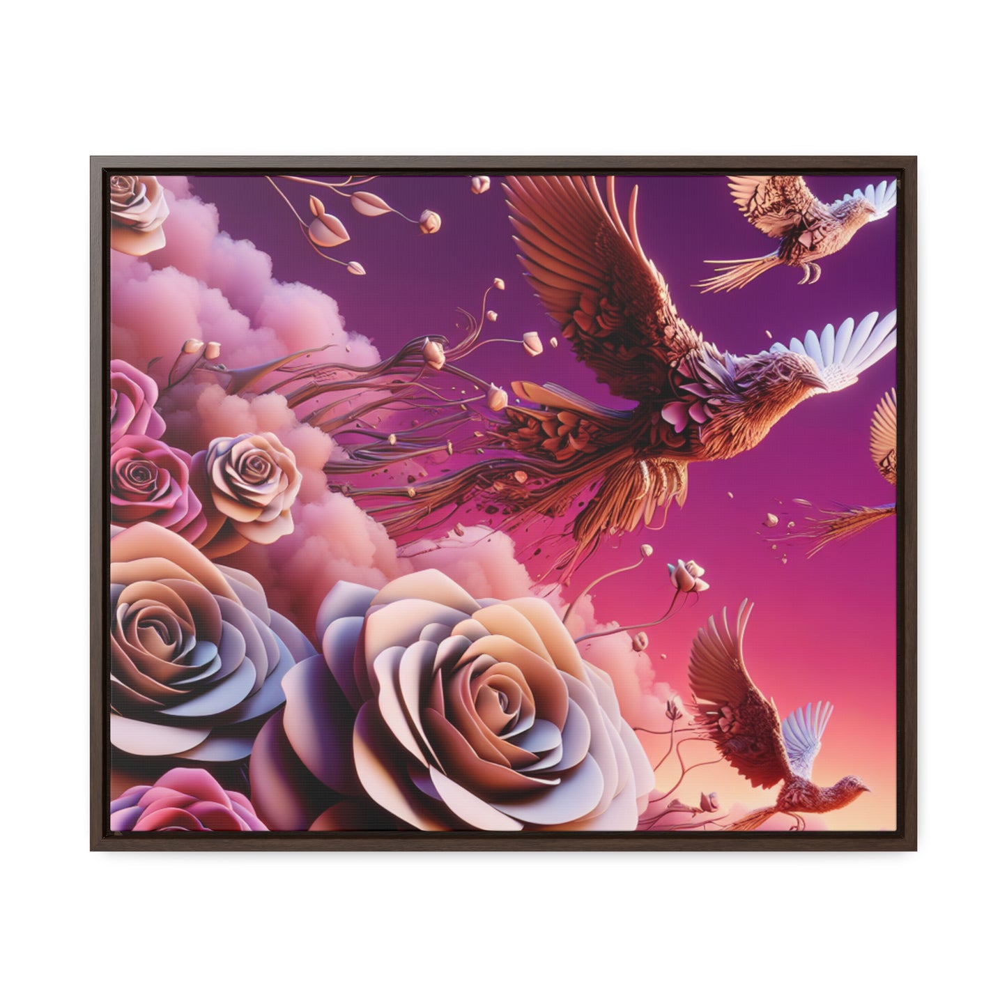 R&RH Flowery Birds Framed Canvas Painting