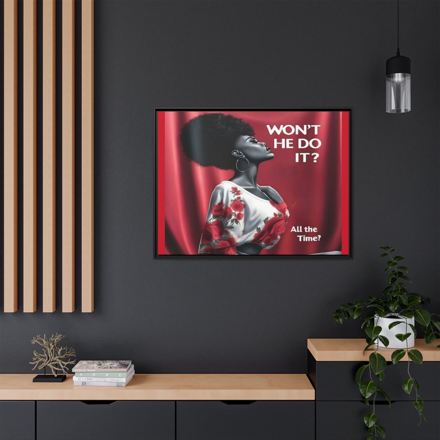 R&RH Inspirational Framed Canvas Art - "Won't He Do It?"