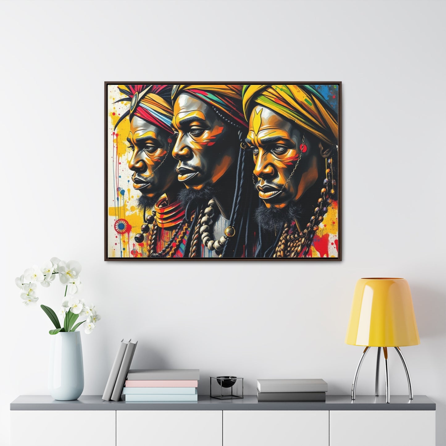 R&RH Cultural Heritage Canvas Wrap - Vibrant Art of Three Warriors