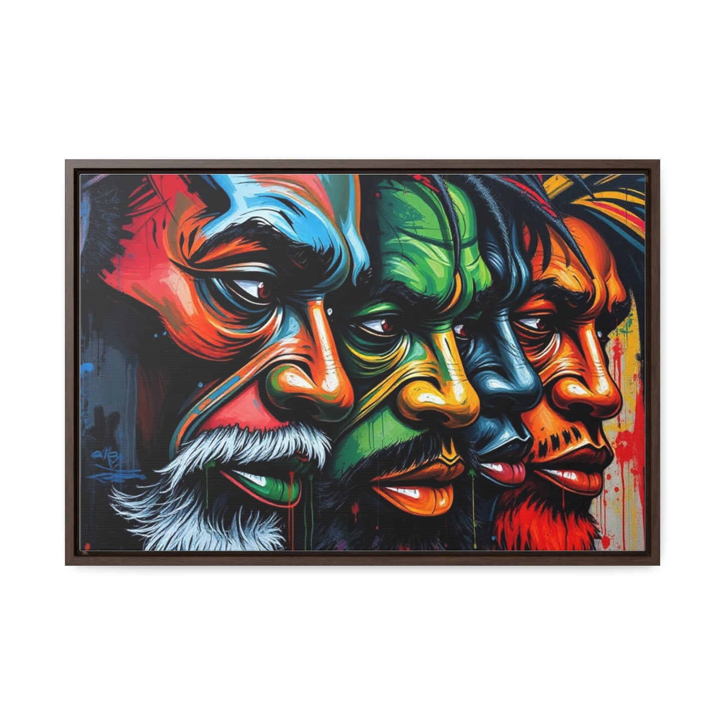 R&RH Vibrant Gallery Canvas Wraps - Horizontal Framed Art featuring Colorful Changing Faces