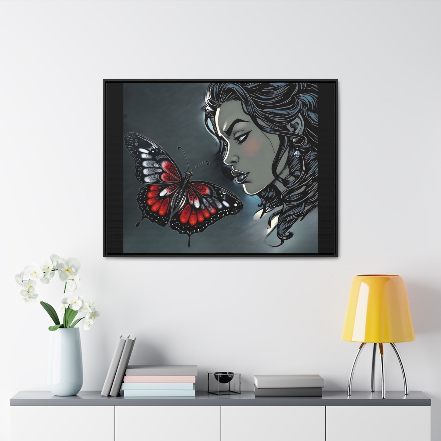 R&RH Black Butterfly Dream Canvas Art - Horizontal Frame - Modern Wall Decor