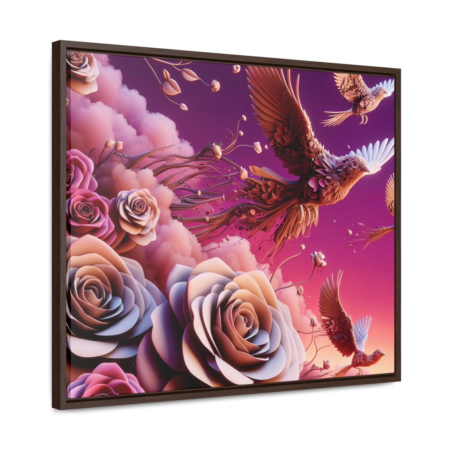 R&RH Flowery Birds Framed Canvas Painting