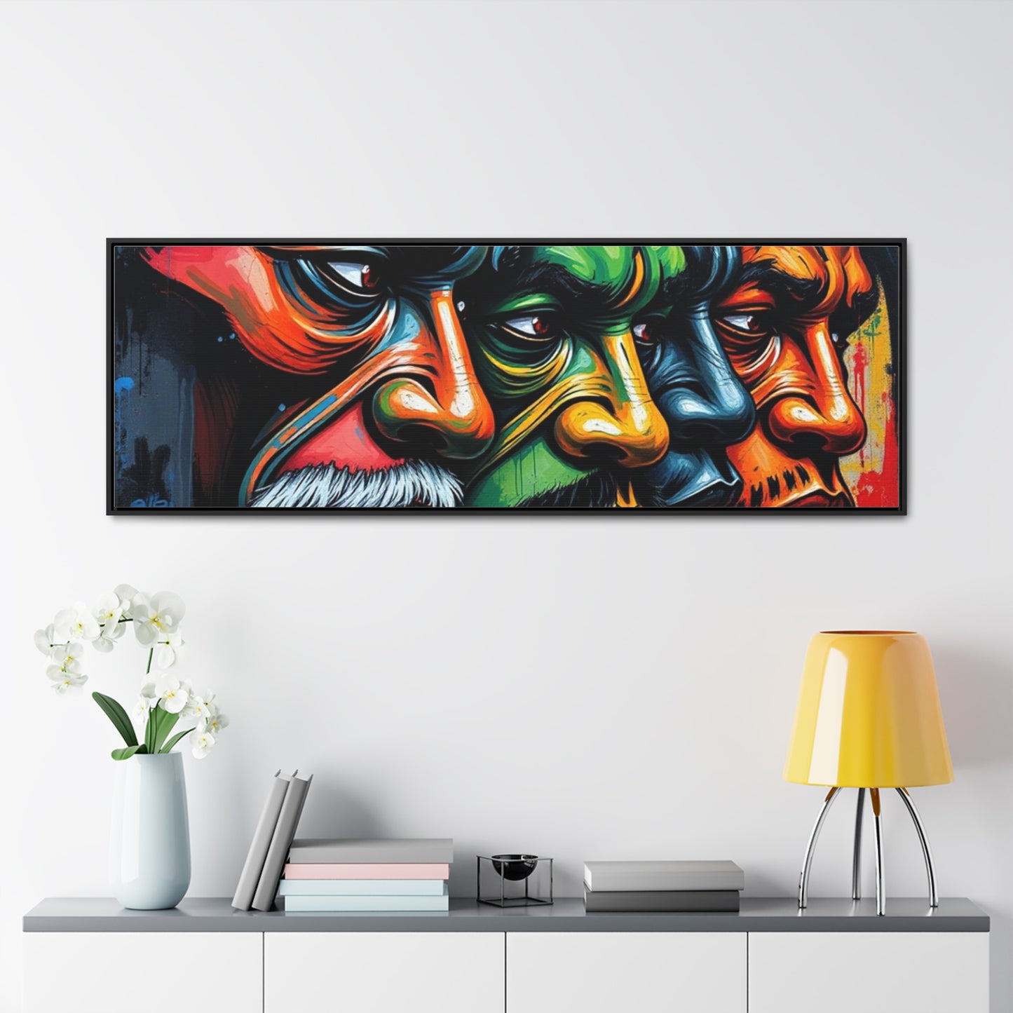 R&RH Vibrant Gallery Canvas Wraps - Horizontal Framed Art featuring Colorful Changing Faces