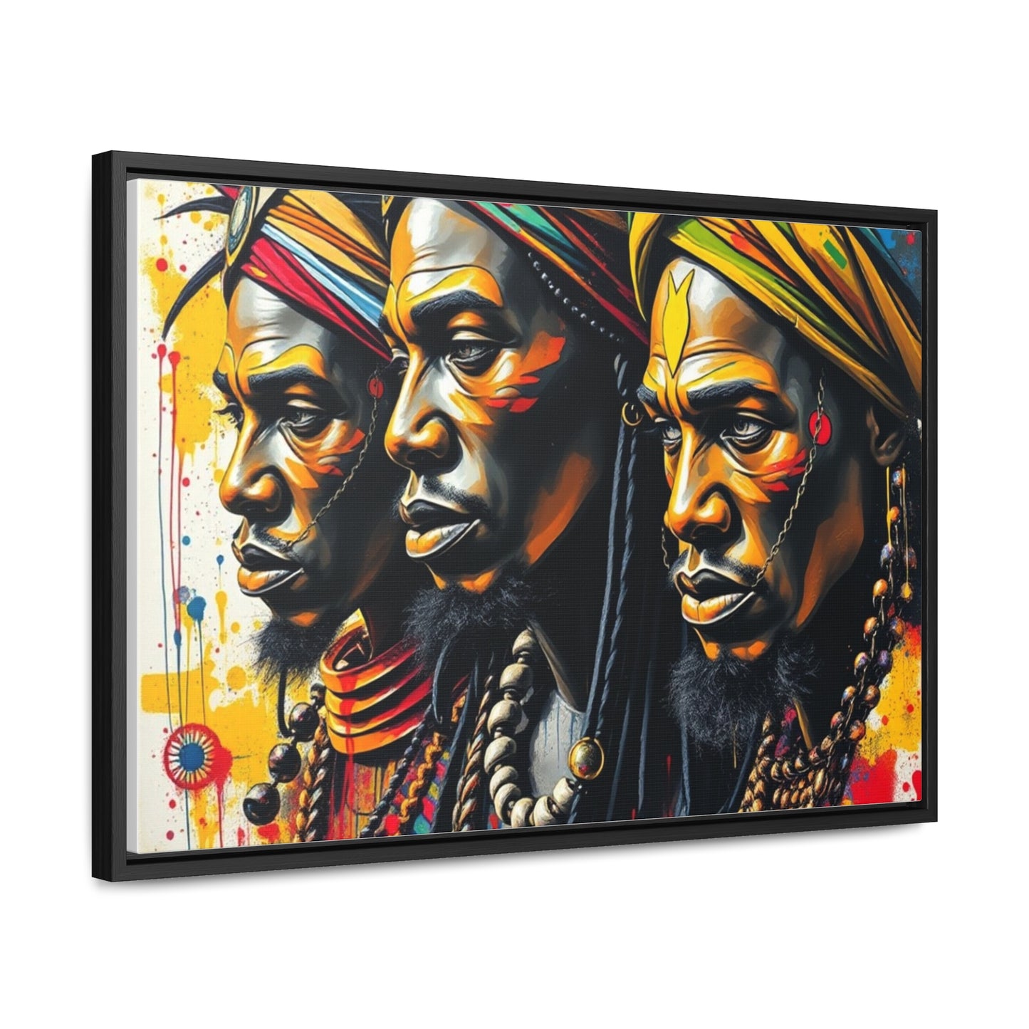 R&RH Cultural Heritage Canvas Wrap - Vibrant Art of Three Warriors