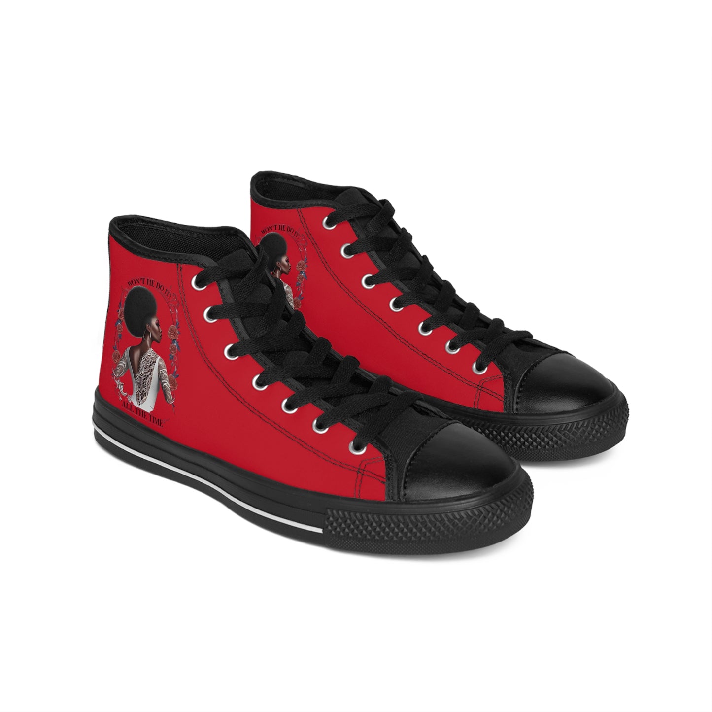 R&RH Vibrant Women's Classic Red Sneakers with Inspirational Design