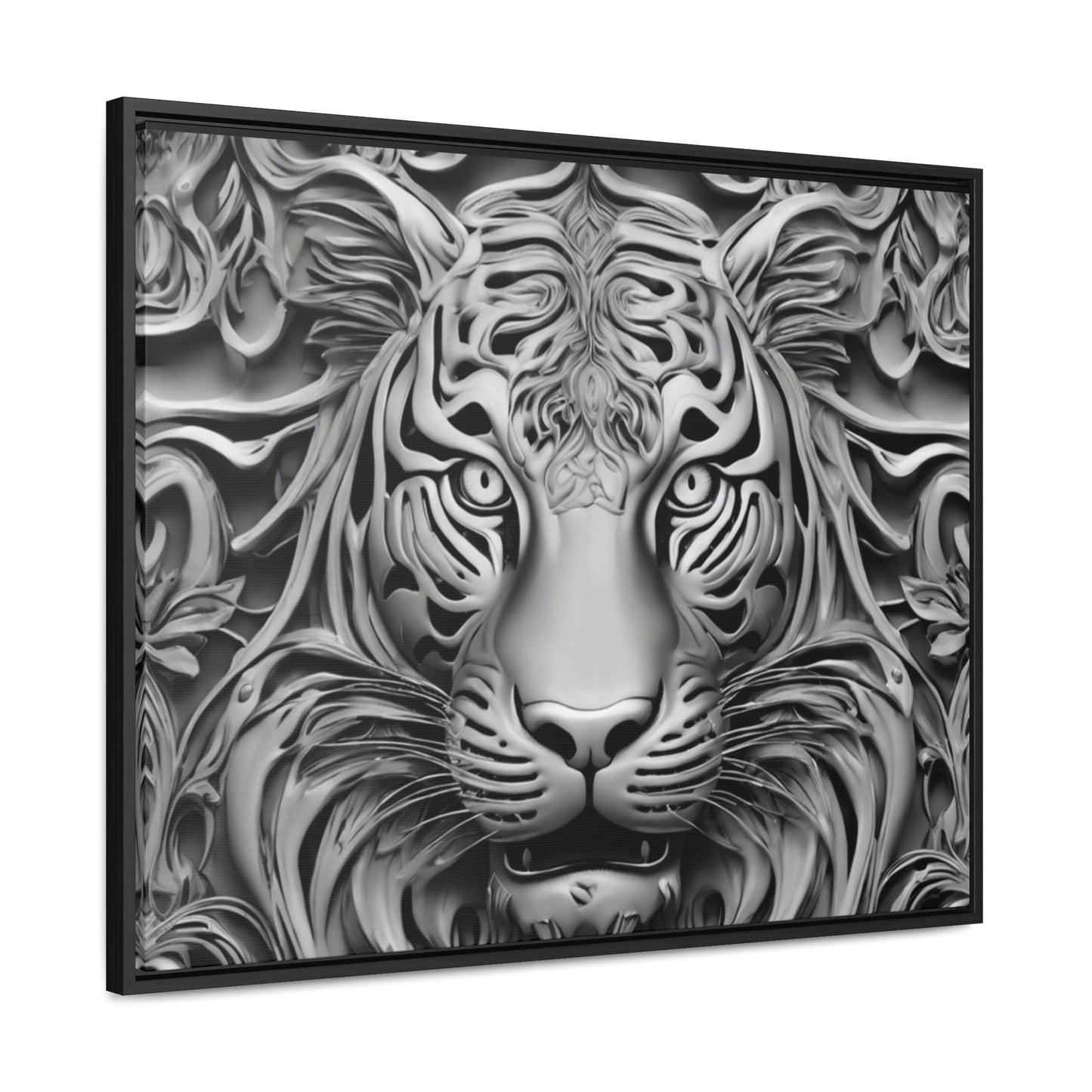 R&RH Black and White Lion Gallery Canvas With Horizontal Frame