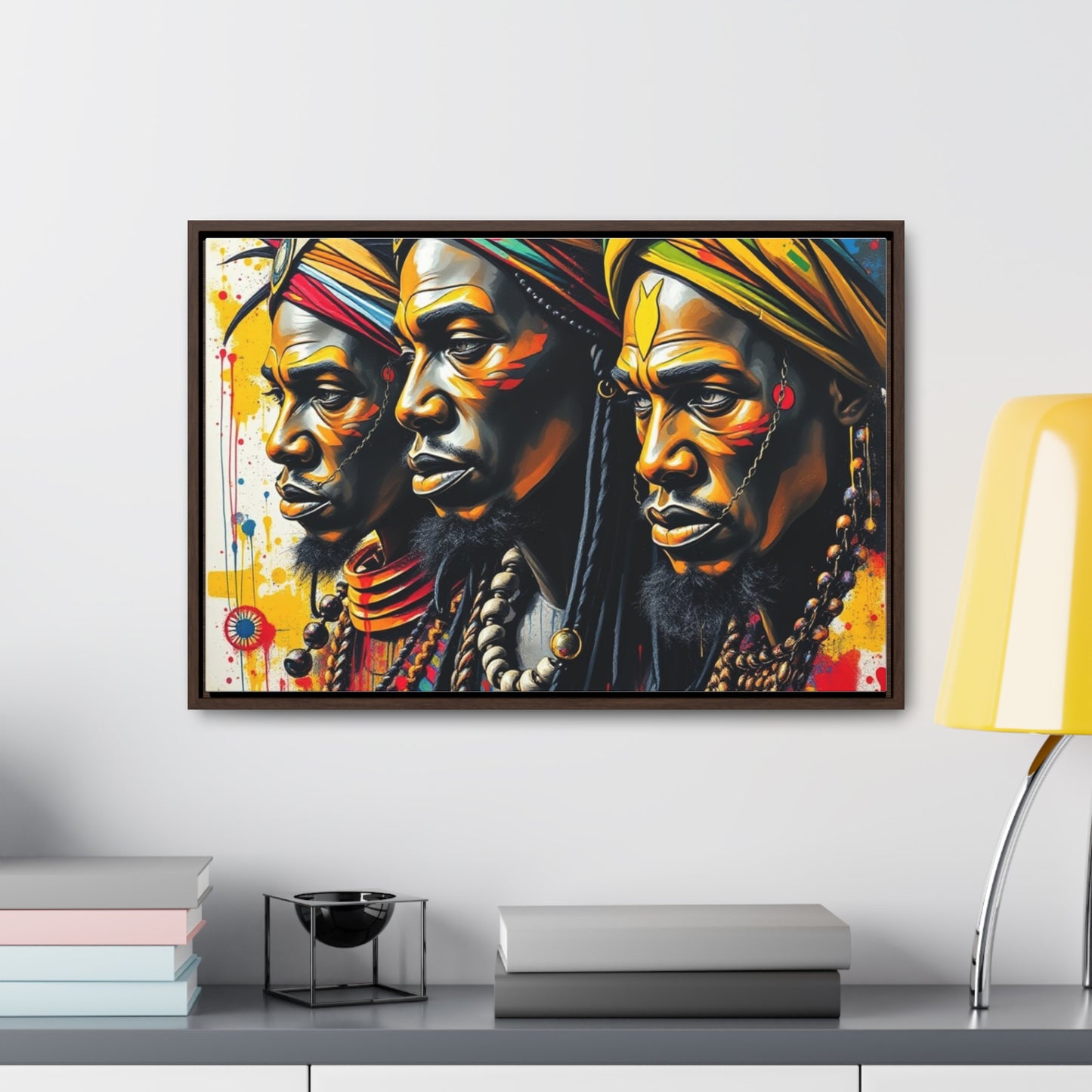 R&RH Cultural Heritage Canvas Wrap - Vibrant Art of Three Warriors