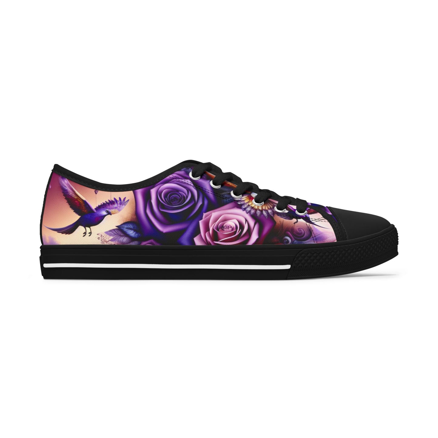 R&RH Purple Floral Art Women's Low Top Sneakers - Stylish and Comfortable Everyday Footwear