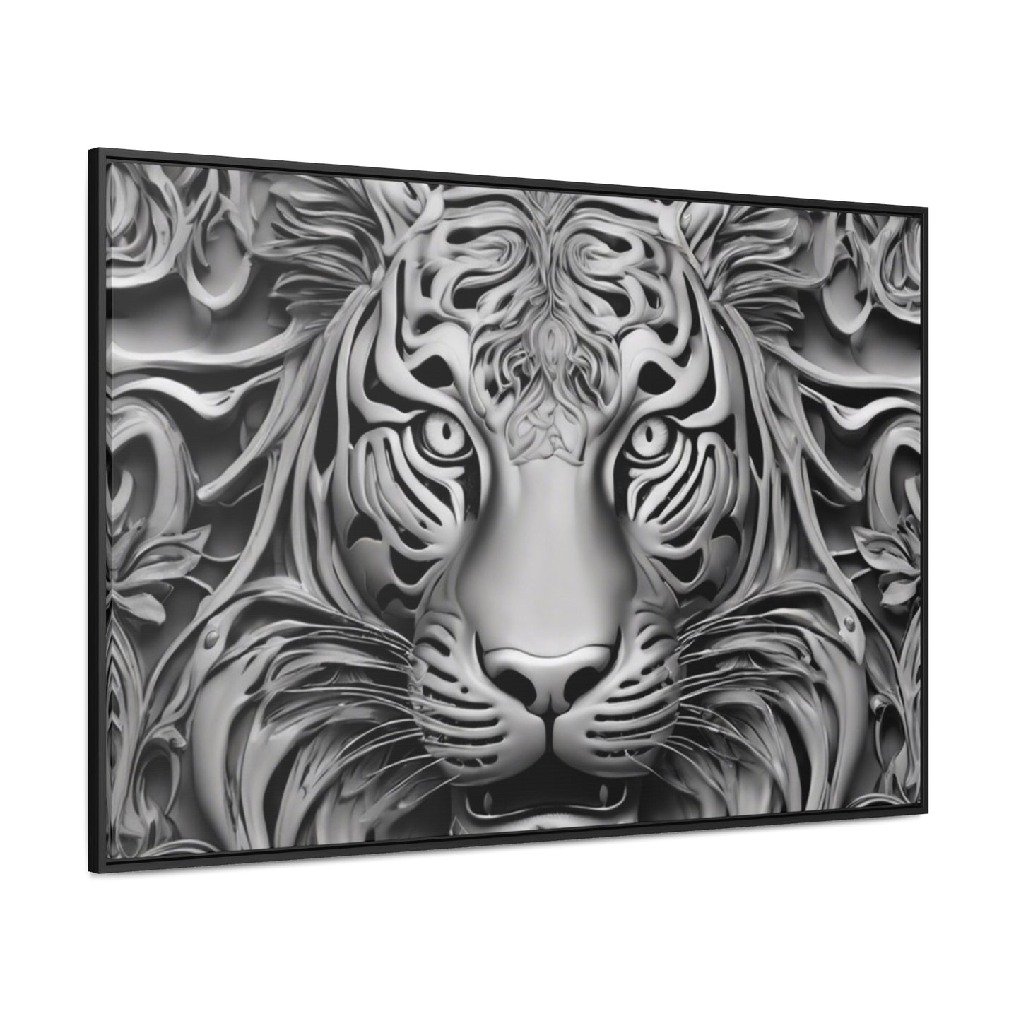 R&RH Black and White Lion Gallery Canvas With Horizontal Frame