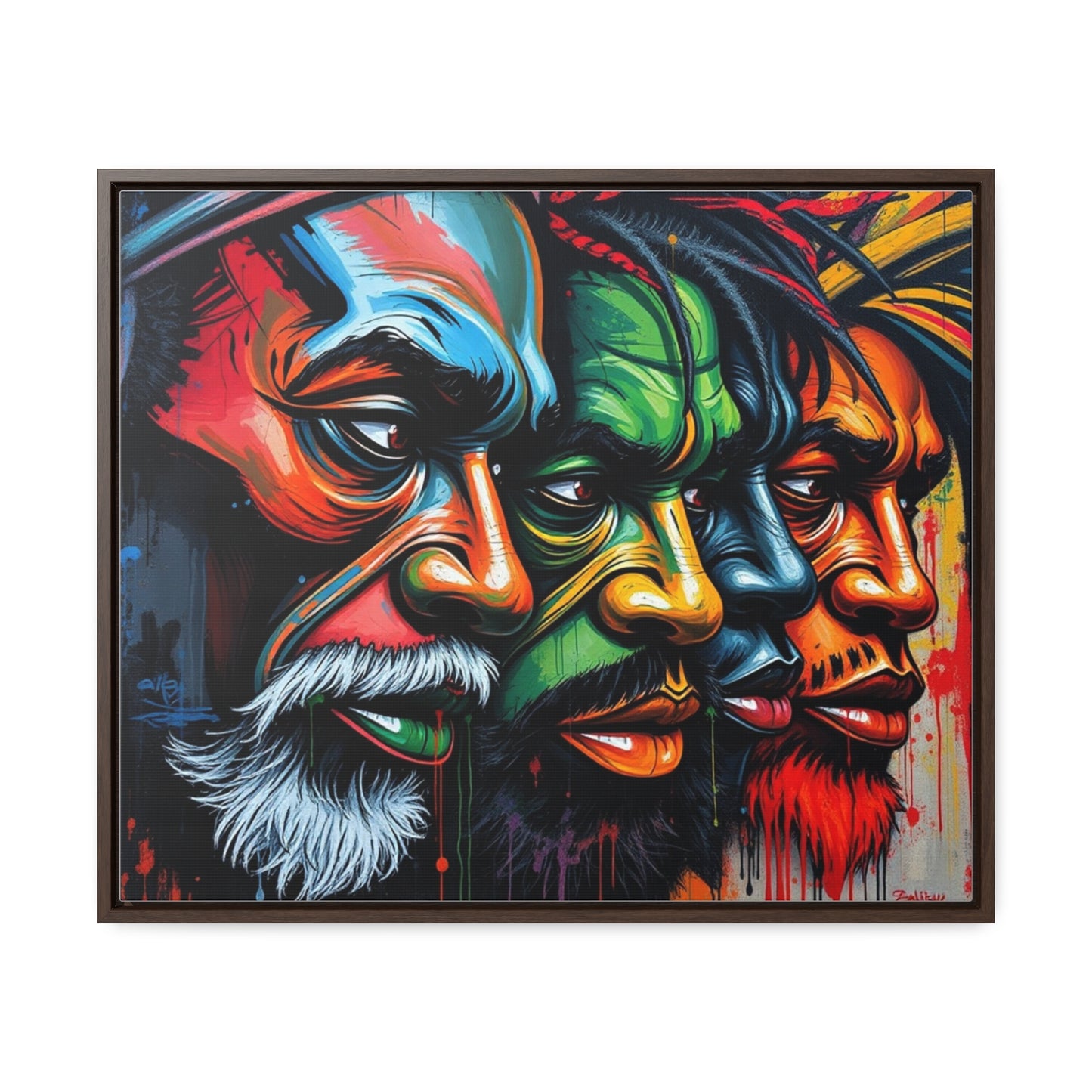 R&RH Vibrant Gallery Canvas Wraps - Horizontal Framed Art featuring Colorful Changing Faces