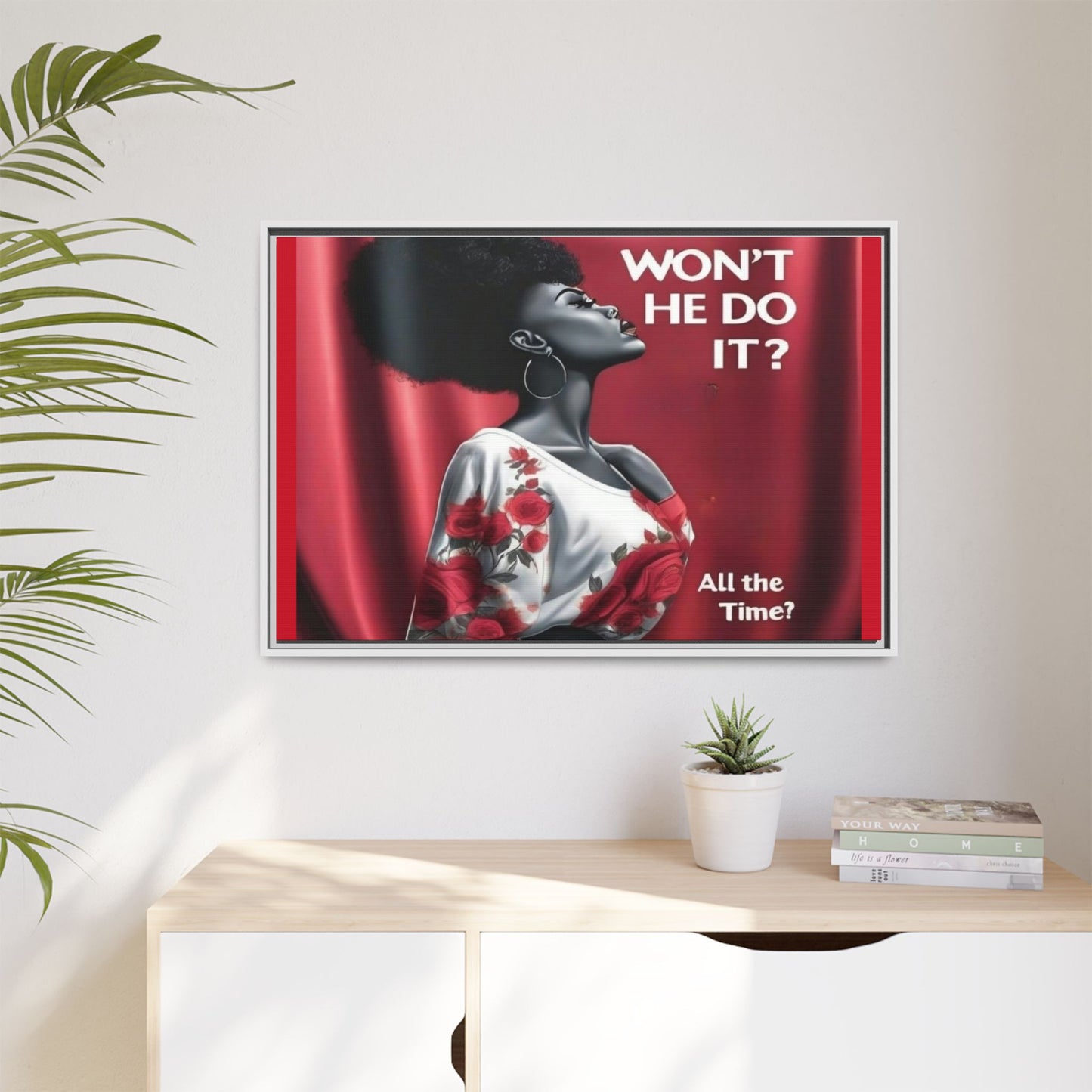 R&RH Inspirational Framed Canvas Art - "Won't He Do It?"