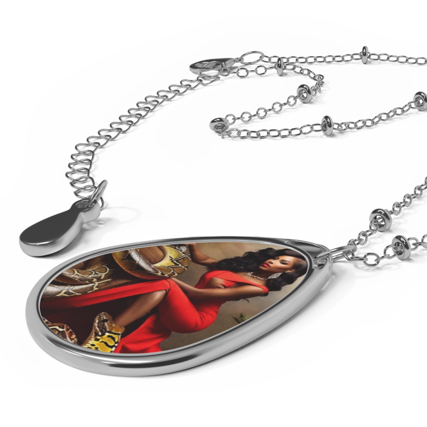 R&RH Elegant Red Oval Necklace with Stunning Artwork - Perfect Gift for Her