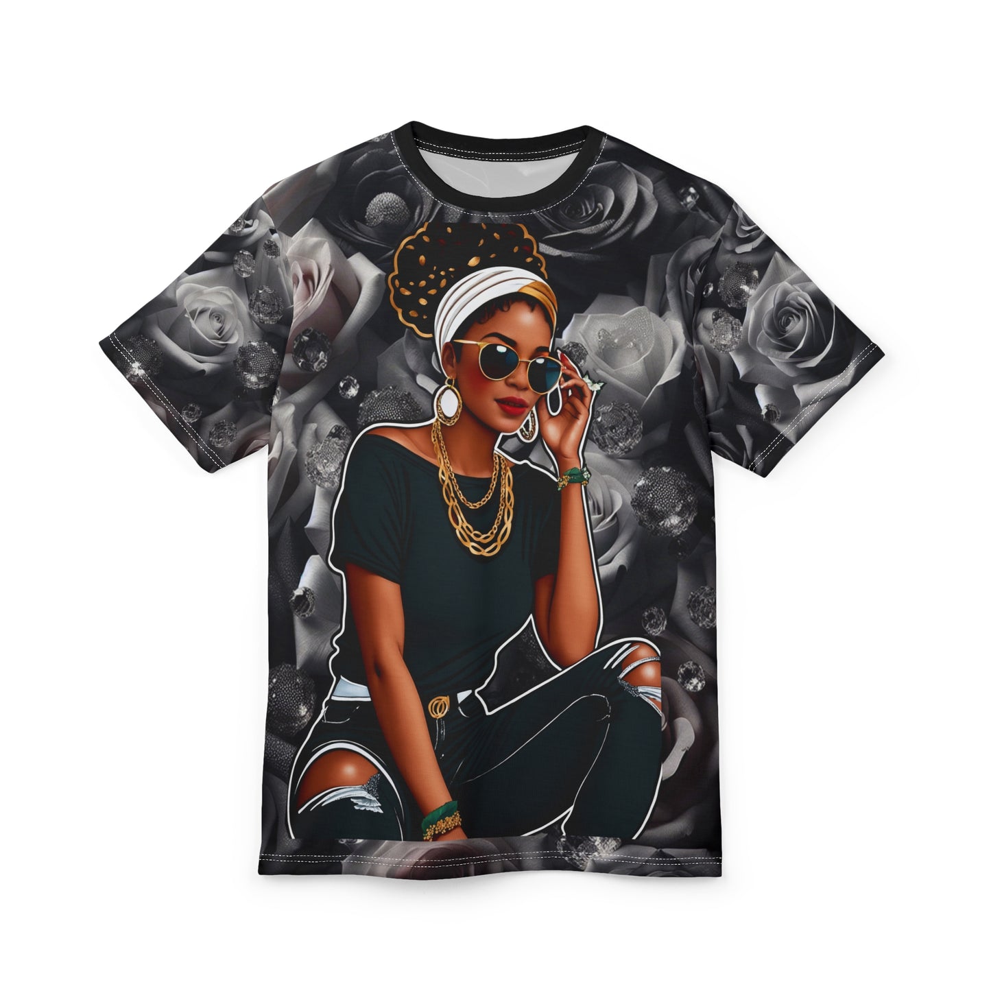 R&RH Her Stylish Women's Graphic Tee - Fashionable Urban Art Unisex Cut & Sew Tee