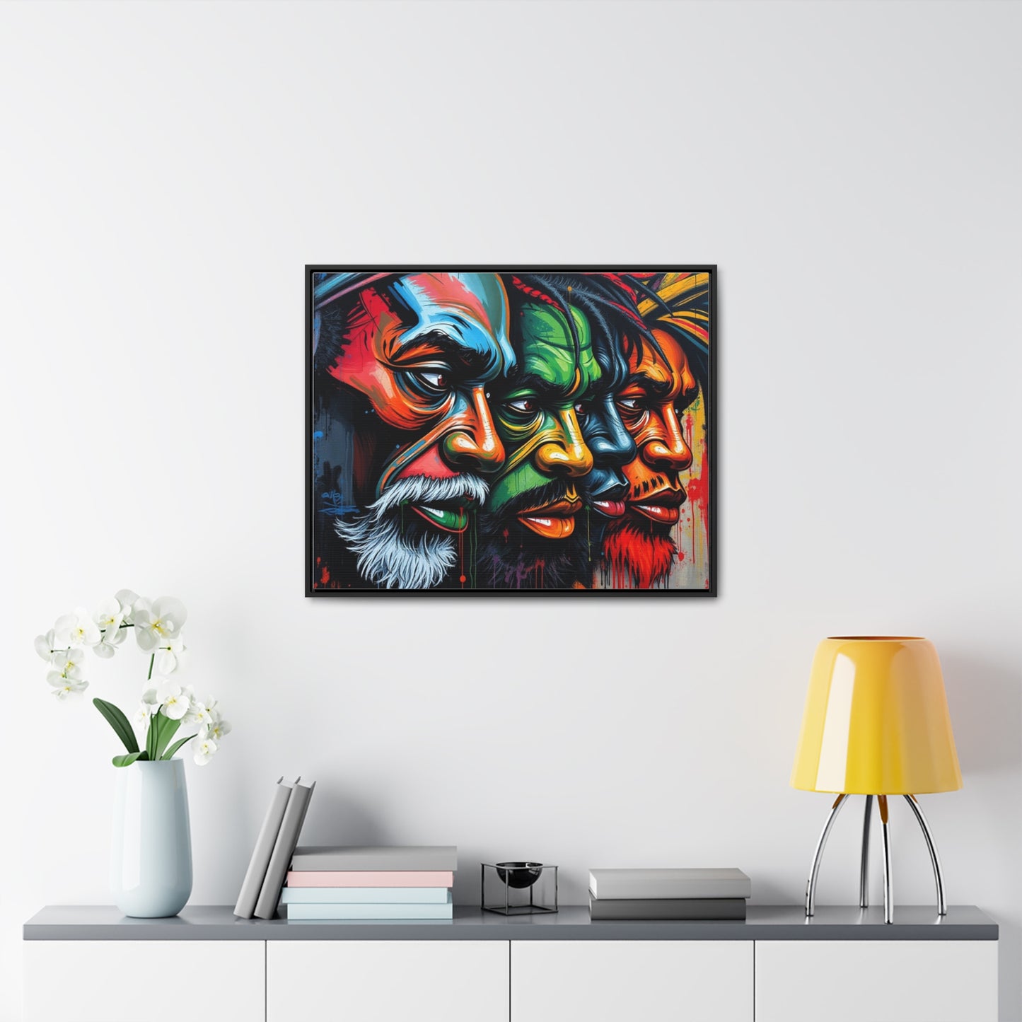 R&RH Vibrant Gallery Canvas Wraps - Horizontal Framed Art featuring Colorful Changing Faces