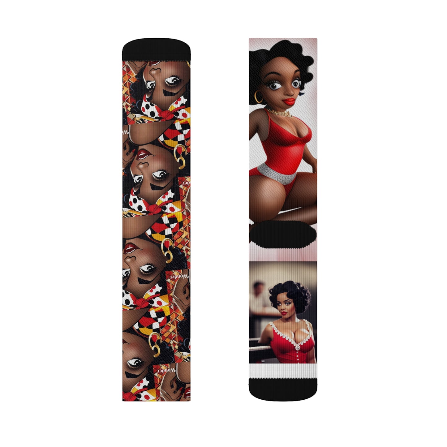 R_RH Red Caricature Sublimation Socks