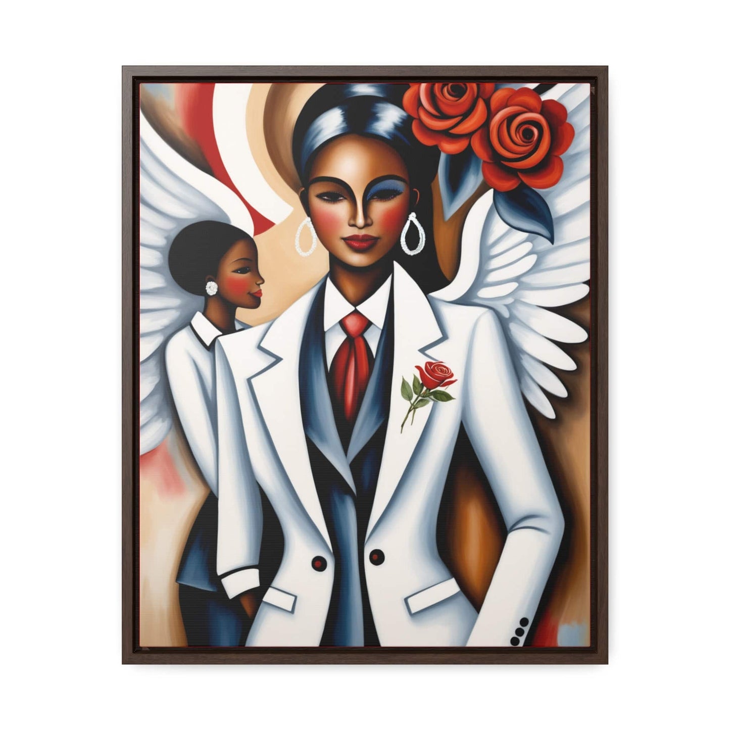 R&RH Red and White Angels Smile Canvas Portrait Empowering Gallery Canvas Wrap - Modern Art for Inspirational Spaces