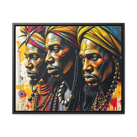 R&RH Cultural Heritage Canvas Wrap - Vibrant Art of Three Warriors