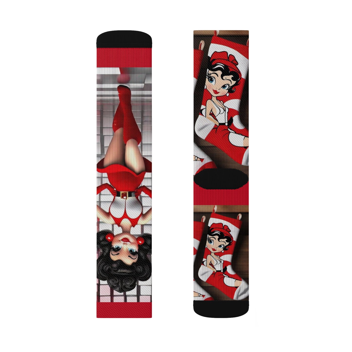 R&RH Red Boots Caricatures Socks