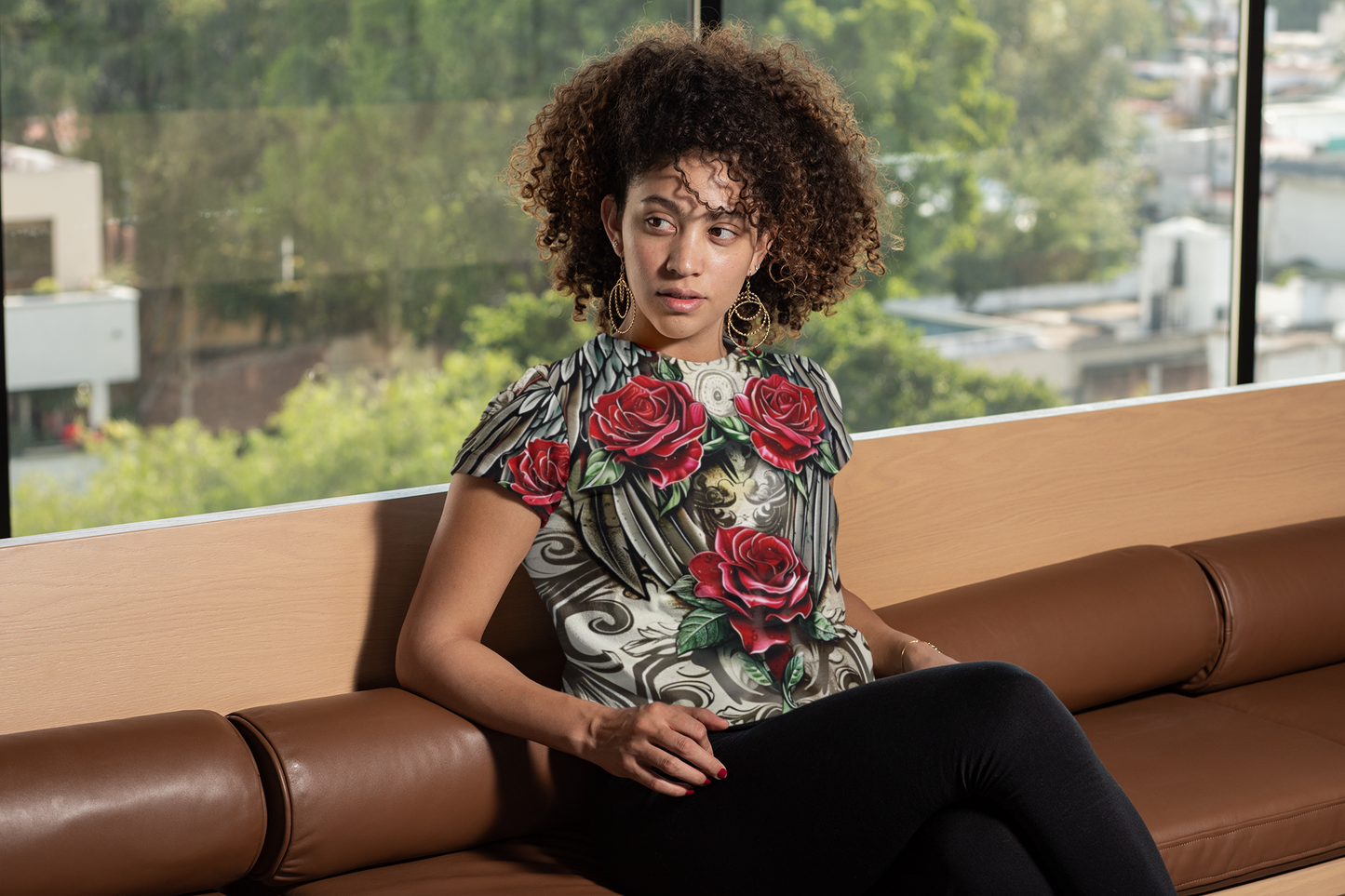 R&RH Red Vibrant Rose Wing Unisex Tee - Edgy Floral Graphic T-Shirt