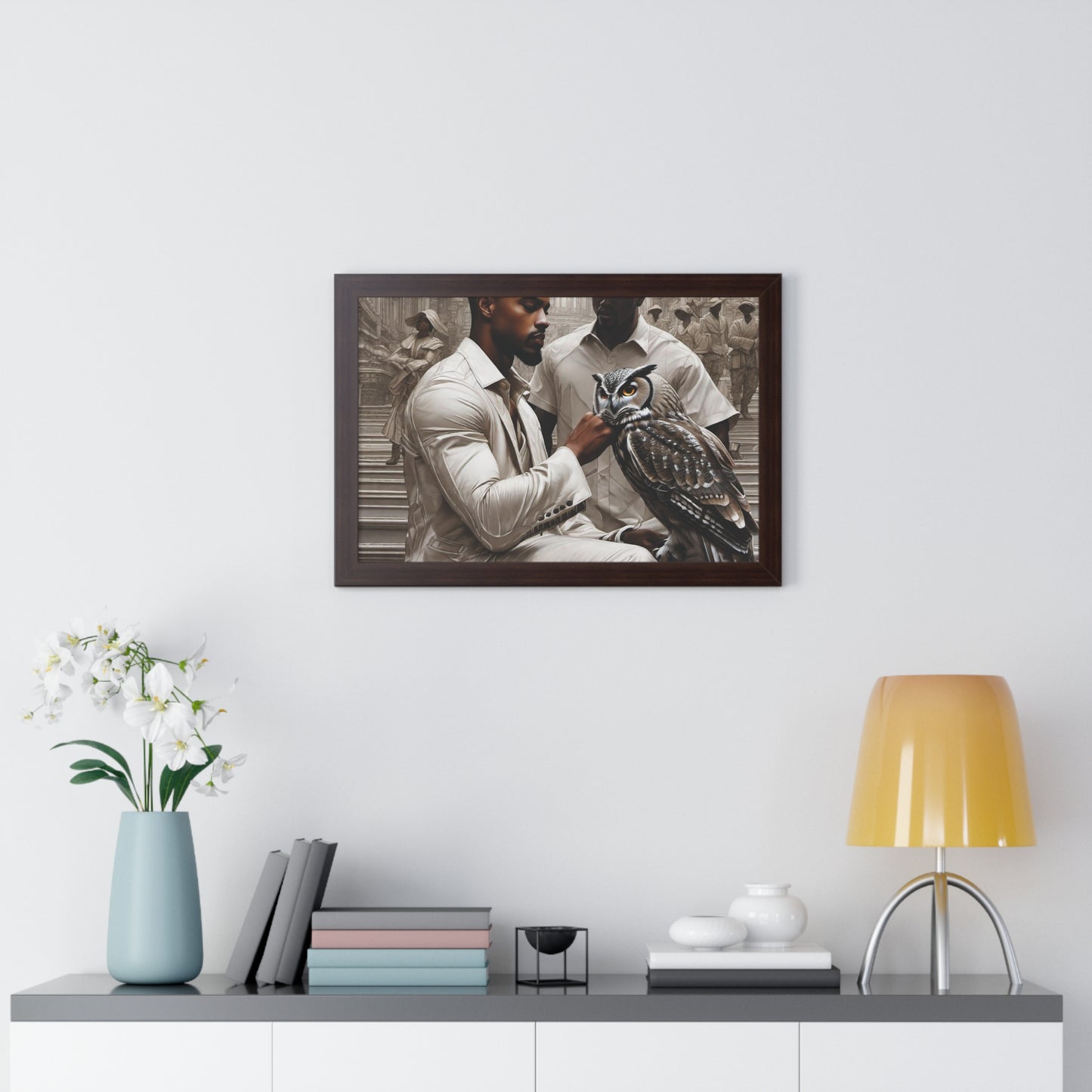 R_RH Owl & Friend Framed Horizontal Poster