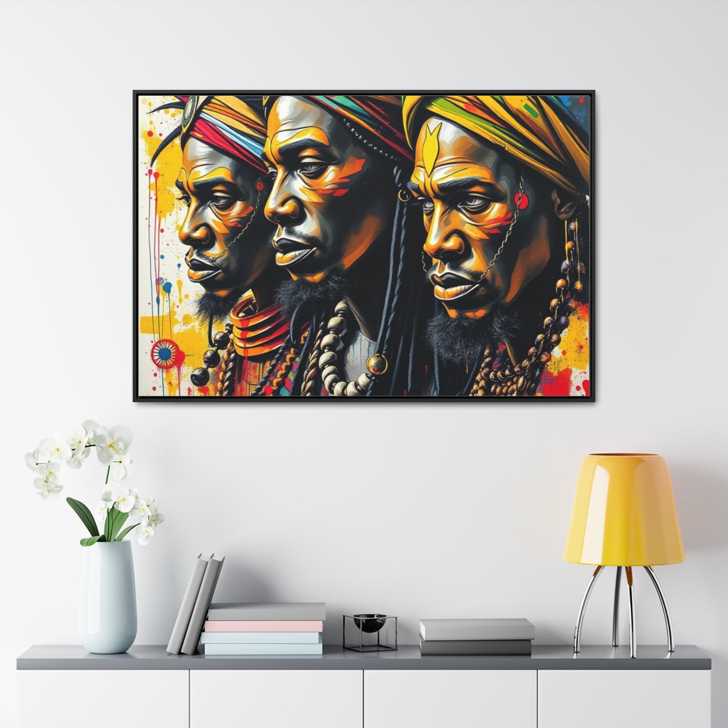 R&RH Cultural Heritage Canvas Wrap - Vibrant Art of Three Warriors