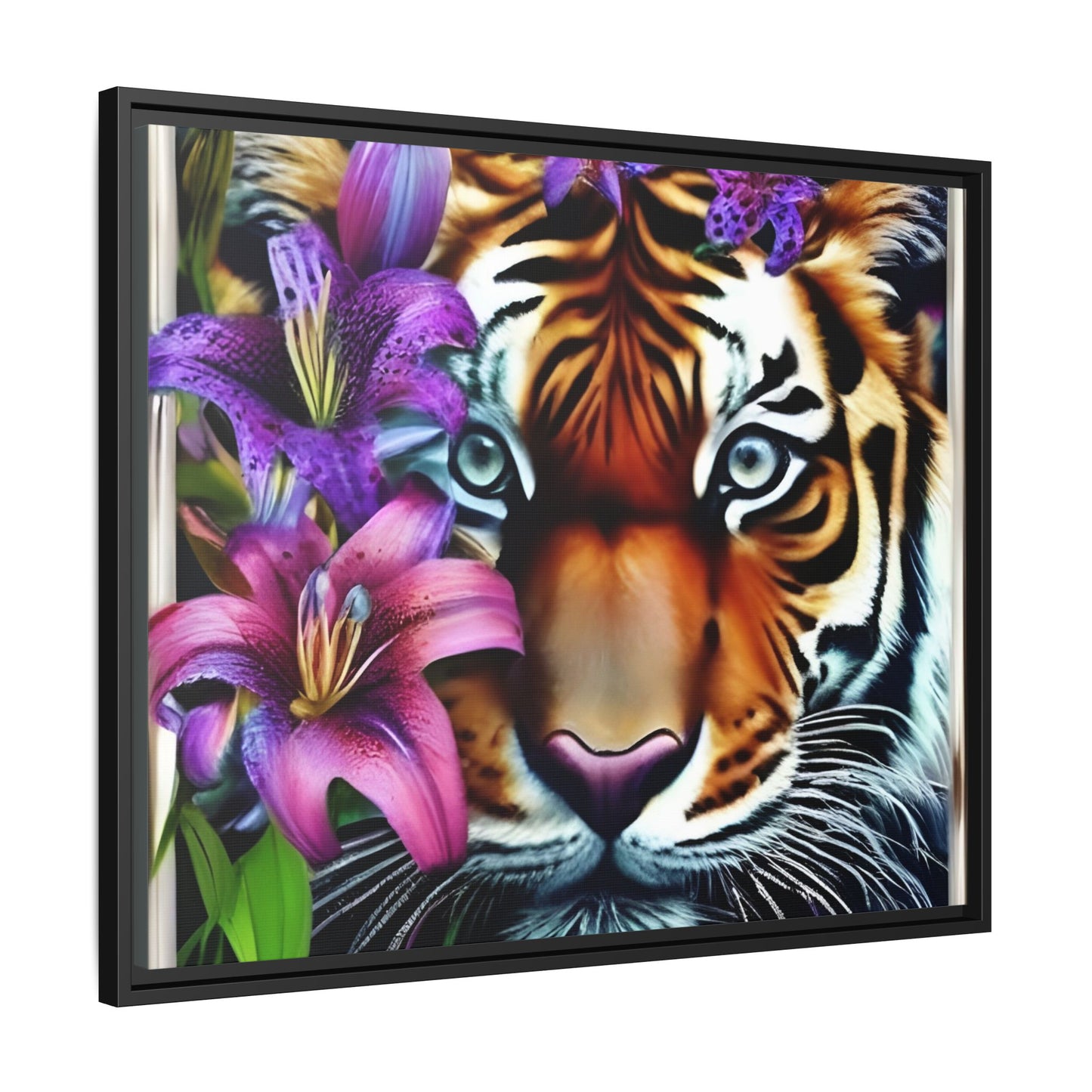 R&RH Vibrant Tiger Floral Framed Canvas Art