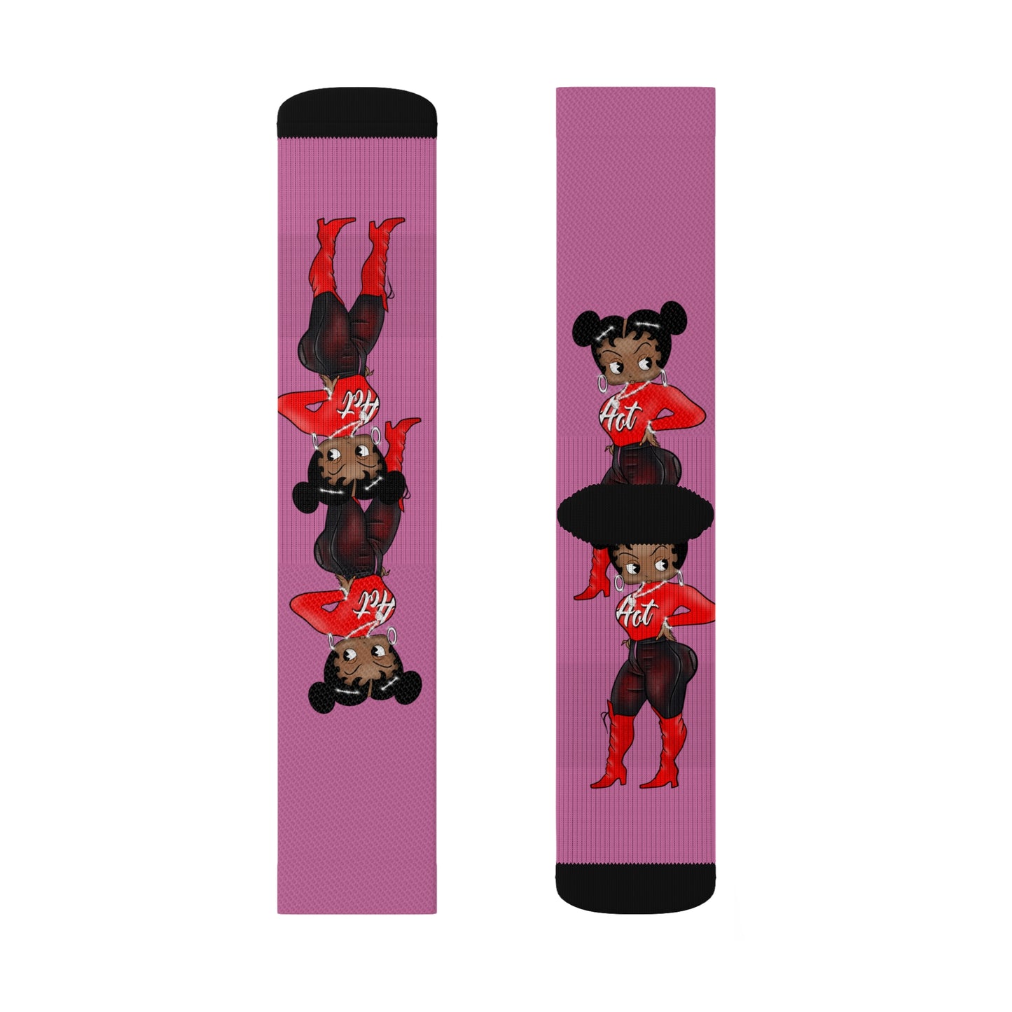 R_RH Pink Caricature Sublimation Socks