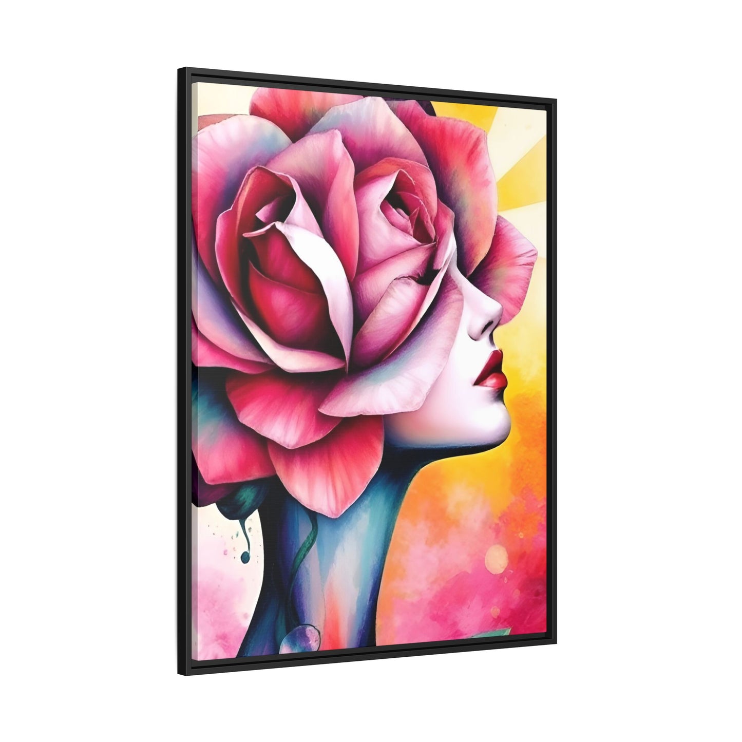 R&RH Framed Wall Art - Vibrant Floral Woman Portrait