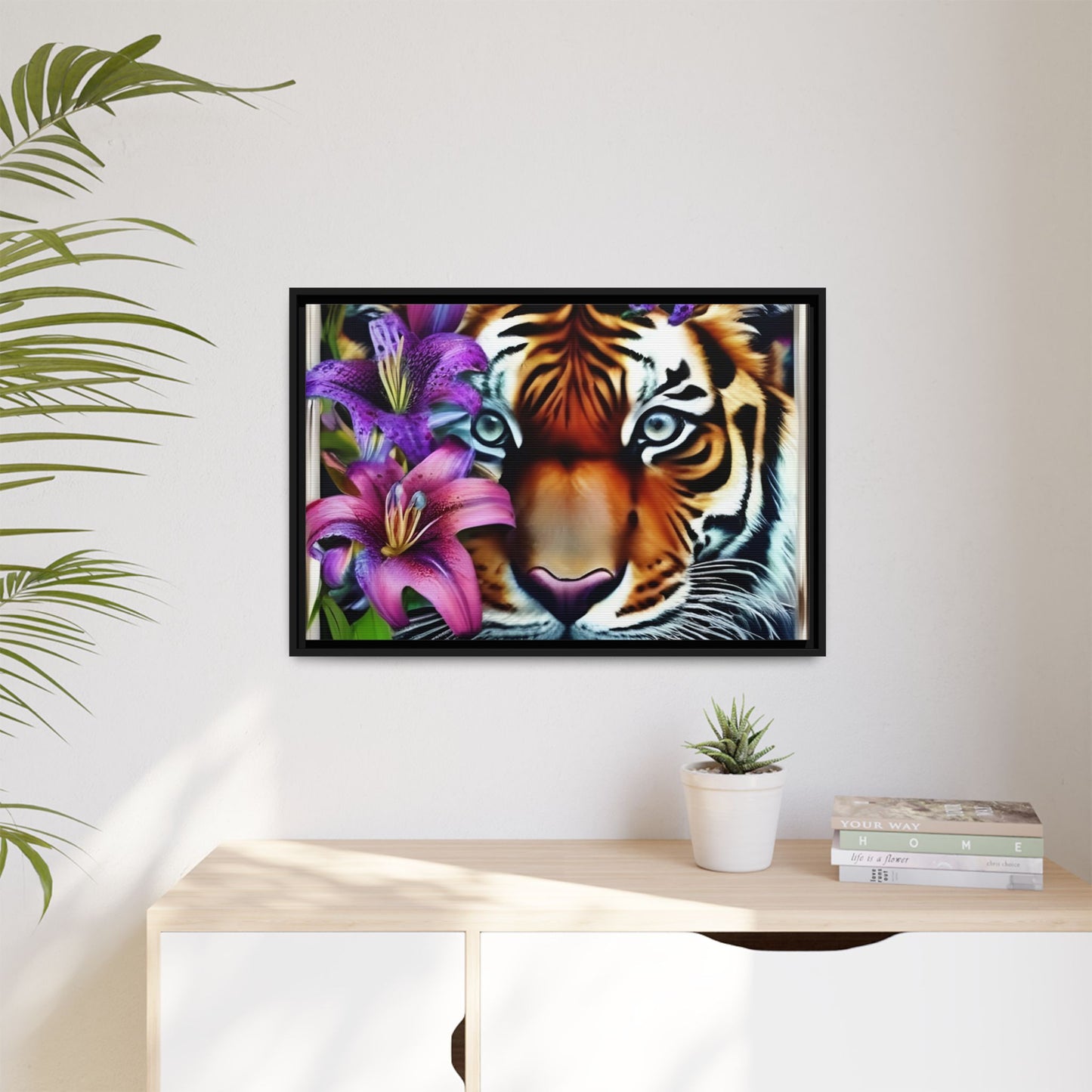 R&RH Vibrant Tiger Floral Framed Canvas Art