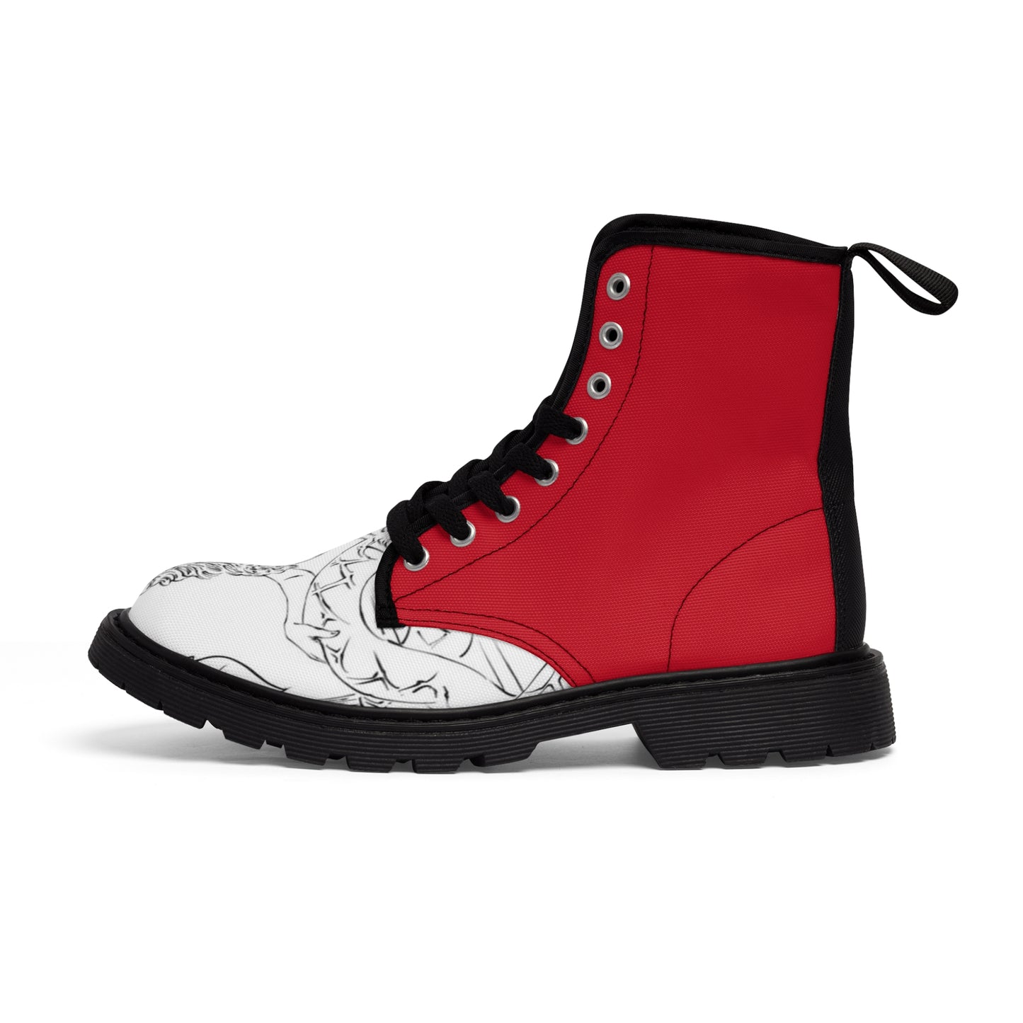 R&RH Women's Red and White Canvas Boots