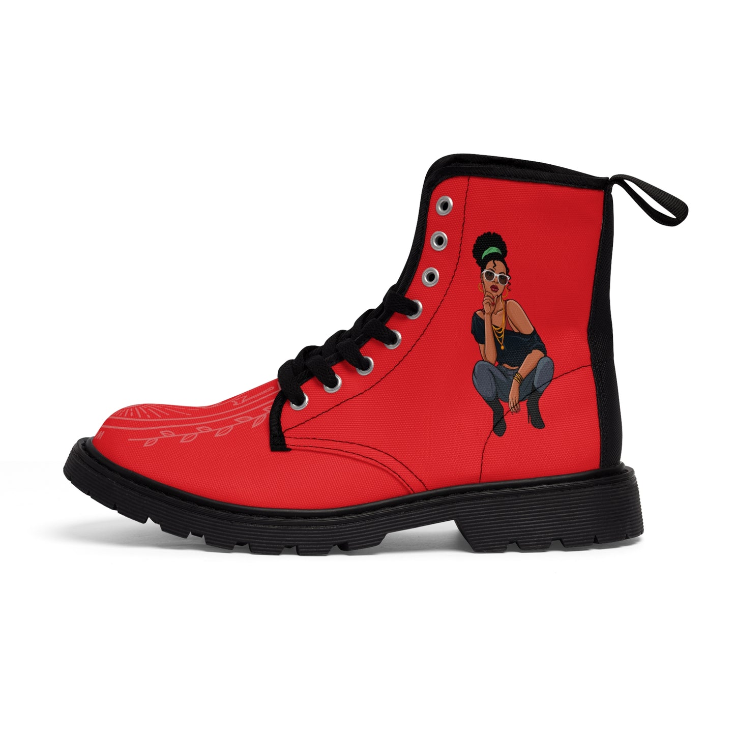 R_RH Women's Red Design Canvas Boots - Rich and Rich Homeopportunities 