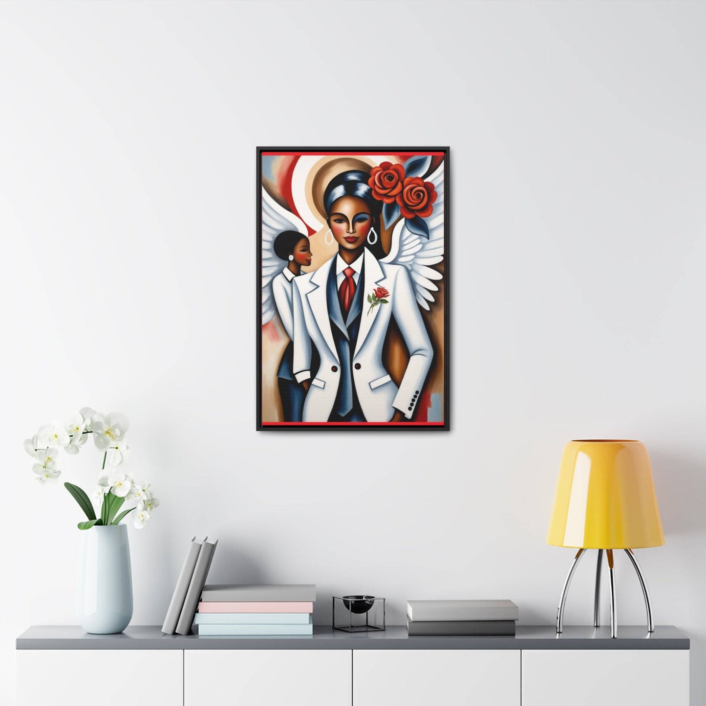 R&RH Red and White Angels Smile Canvas Portrait Empowering Gallery Canvas Wrap - Modern Art for Inspirational Spaces