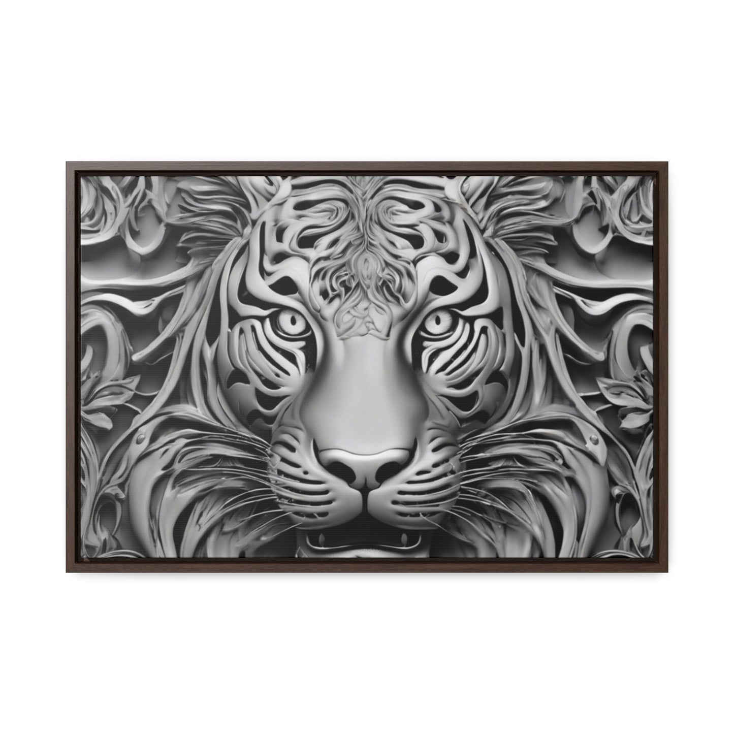 R&RH Black and White Lion Gallery Canvas With Horizontal Frame