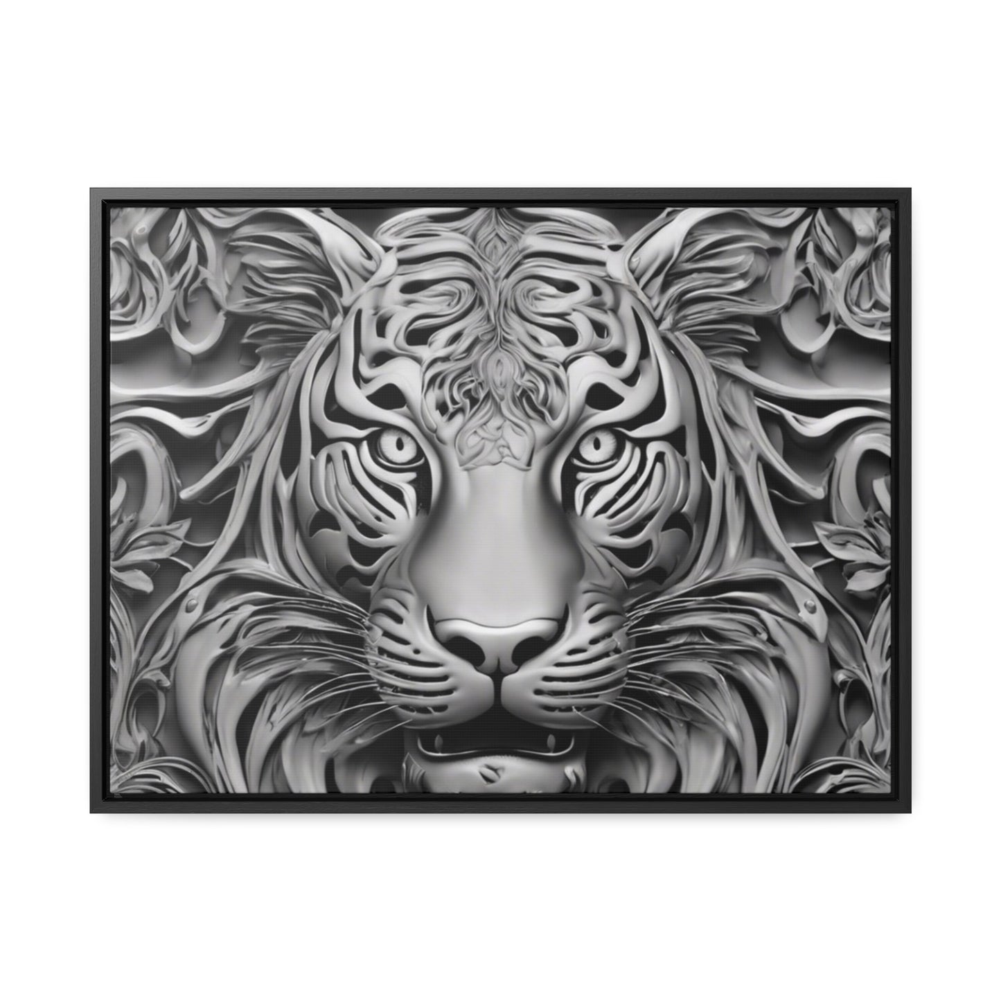 R&RH Black and White Lion Gallery Canvas With Horizontal Frame