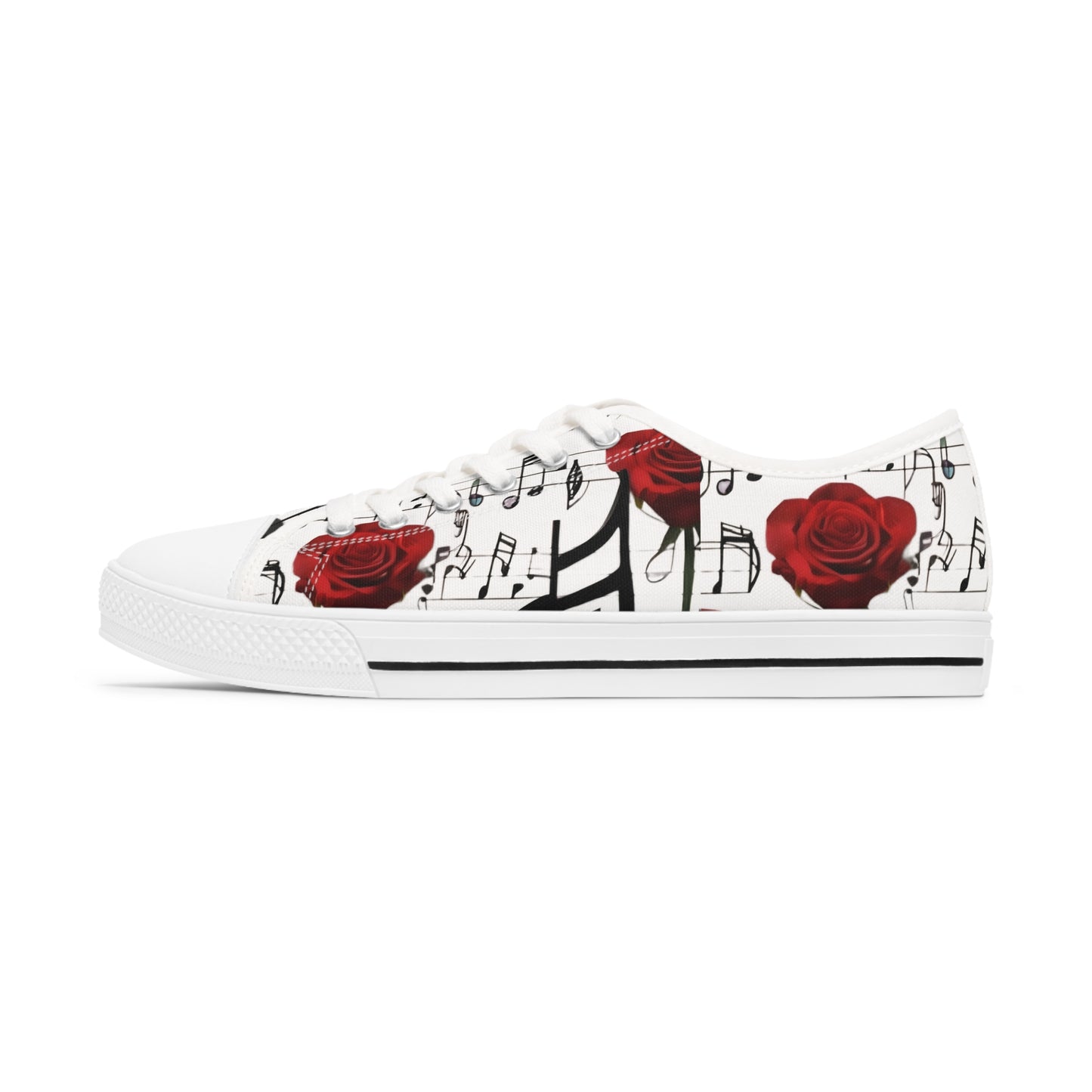 R&RH Musical Rose Women’s Low Top Sneakers - Stylish Casual Footwear for Music Lovers