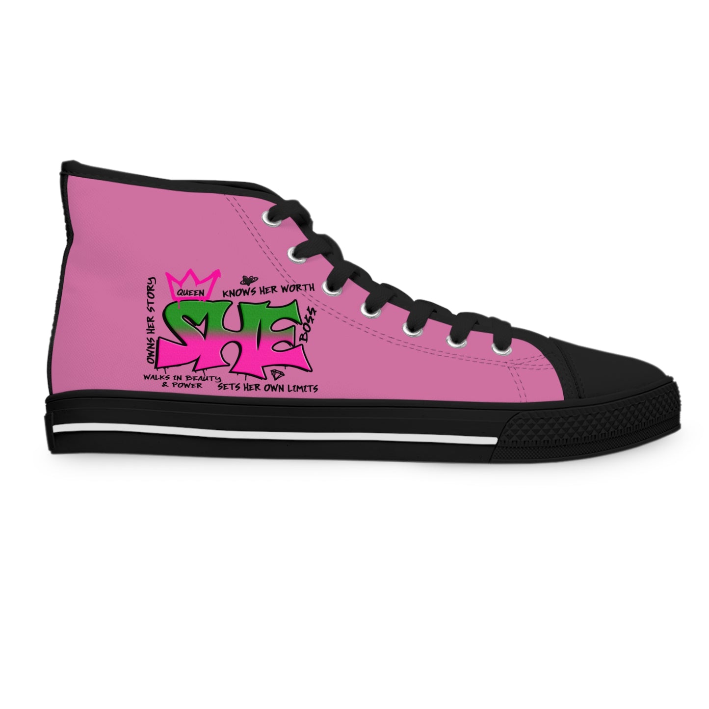 R&RH Women's She High Top Pink Sneakers