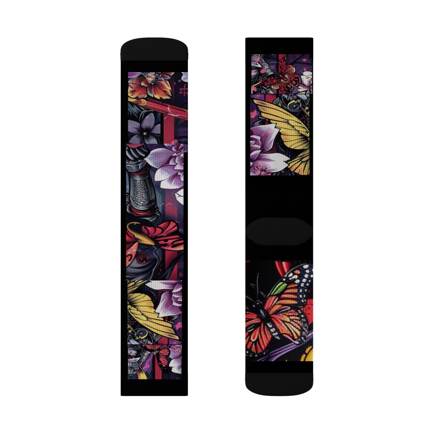 R&RH Vibrant Floral Ninja Sublimation Socks for Creative Souls | Unique Art Design