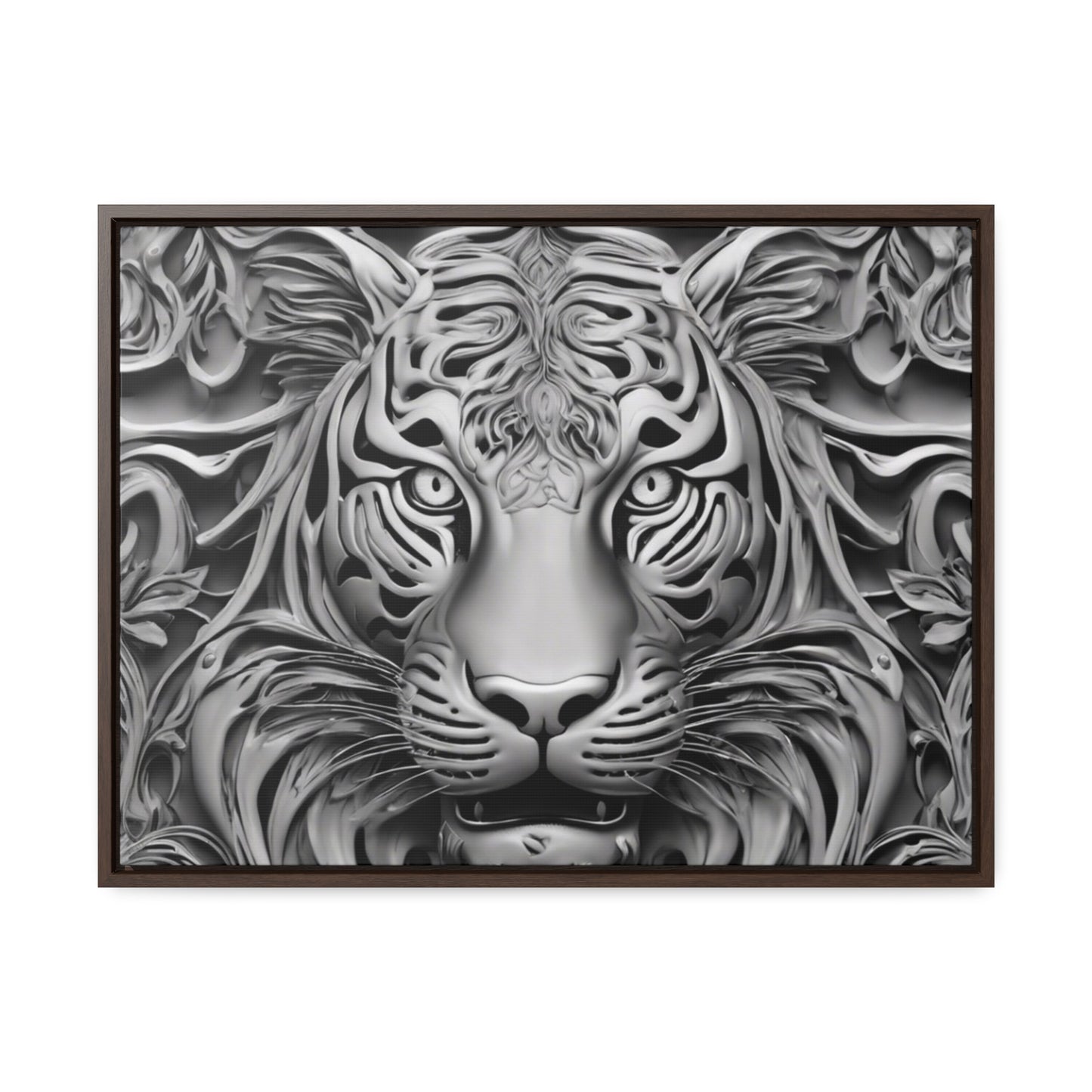 R&RH Black and White Lion Gallery Canvas With Horizontal Frame