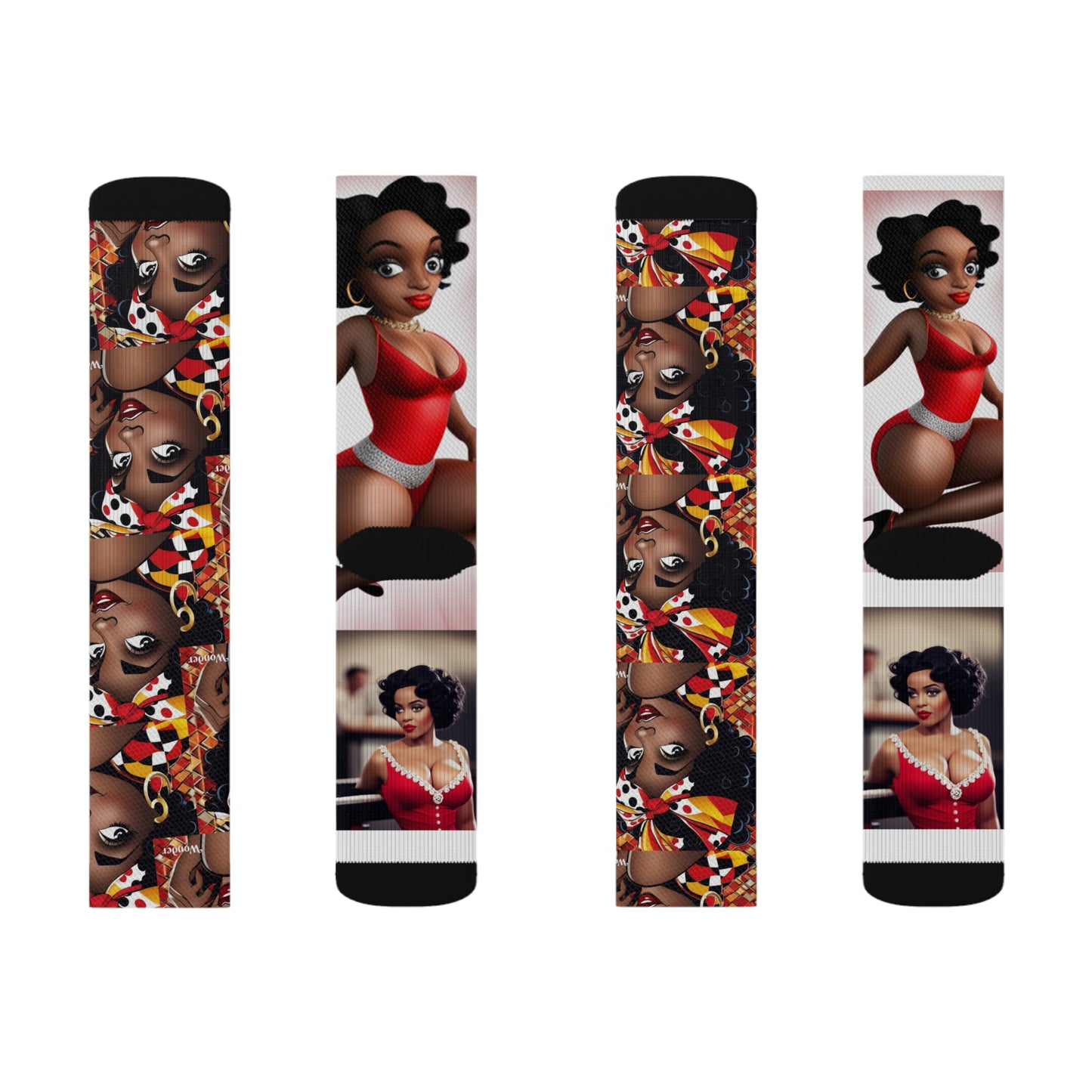 R_RH Red Caricature Sublimation Socks