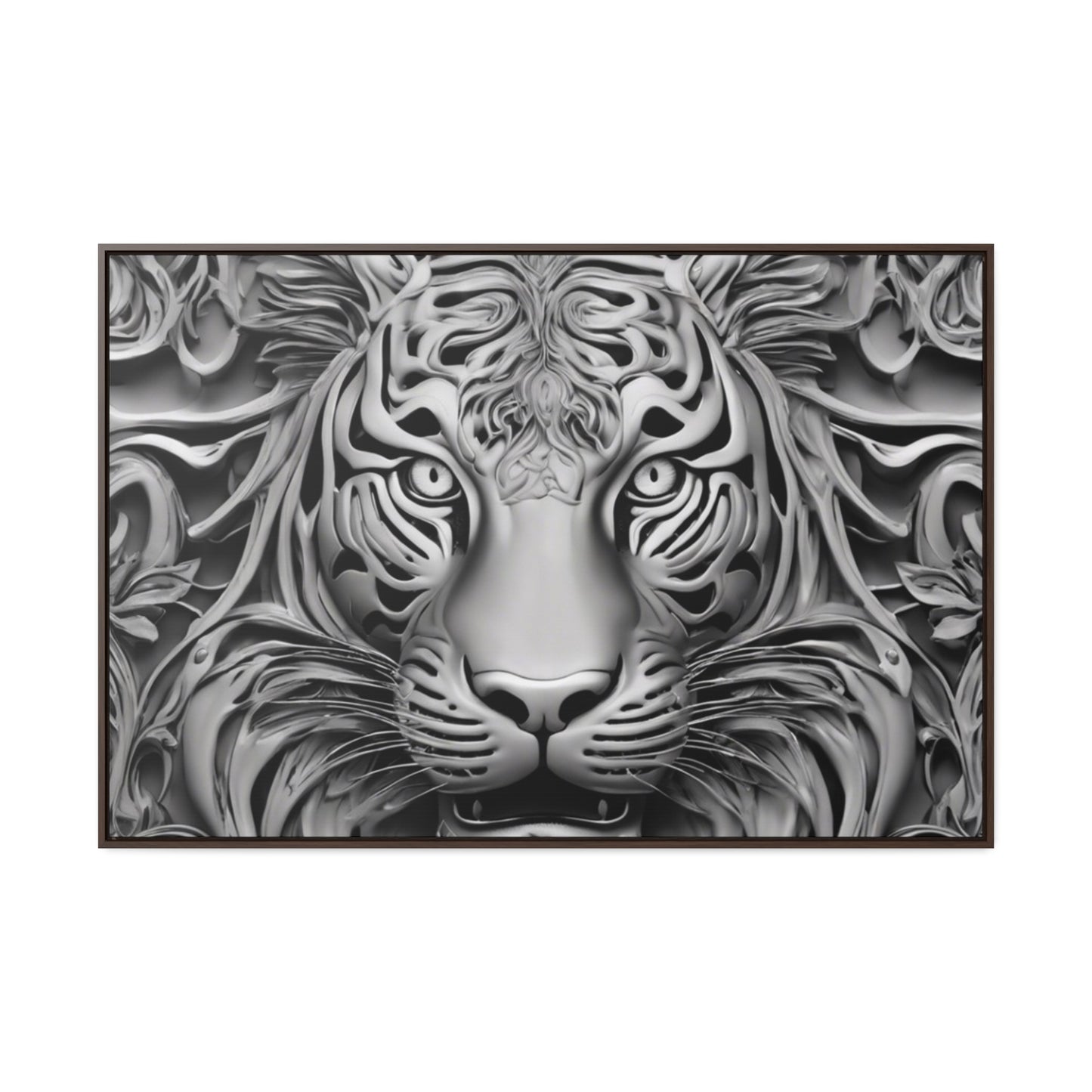 R&RH Black and White Lion Gallery Canvas With Horizontal Frame