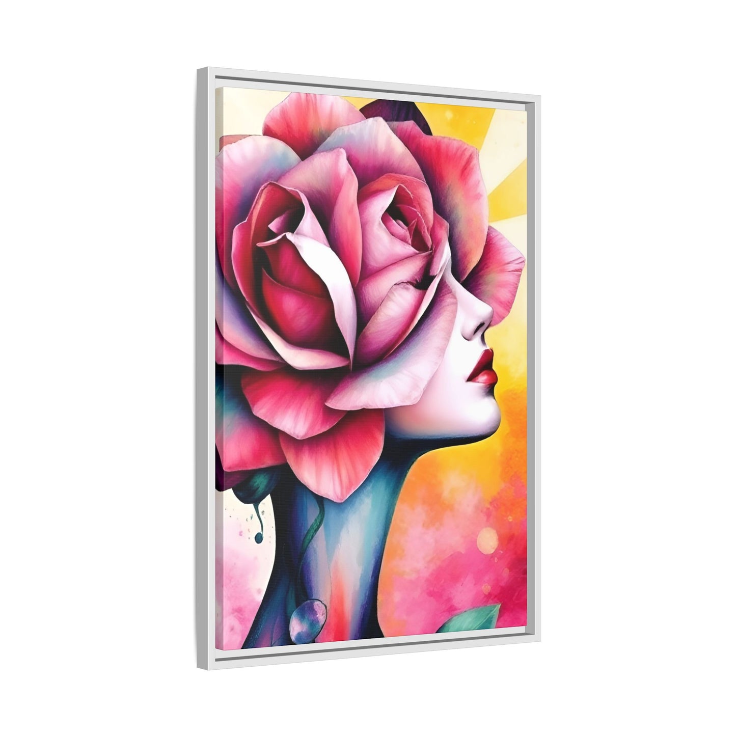 R&RH Framed Wall Art - Vibrant Floral Woman Portrait