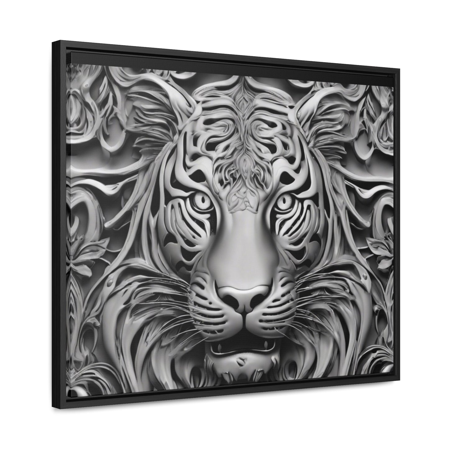 R&RH Black and White Lion Gallery Canvas With Horizontal Frame